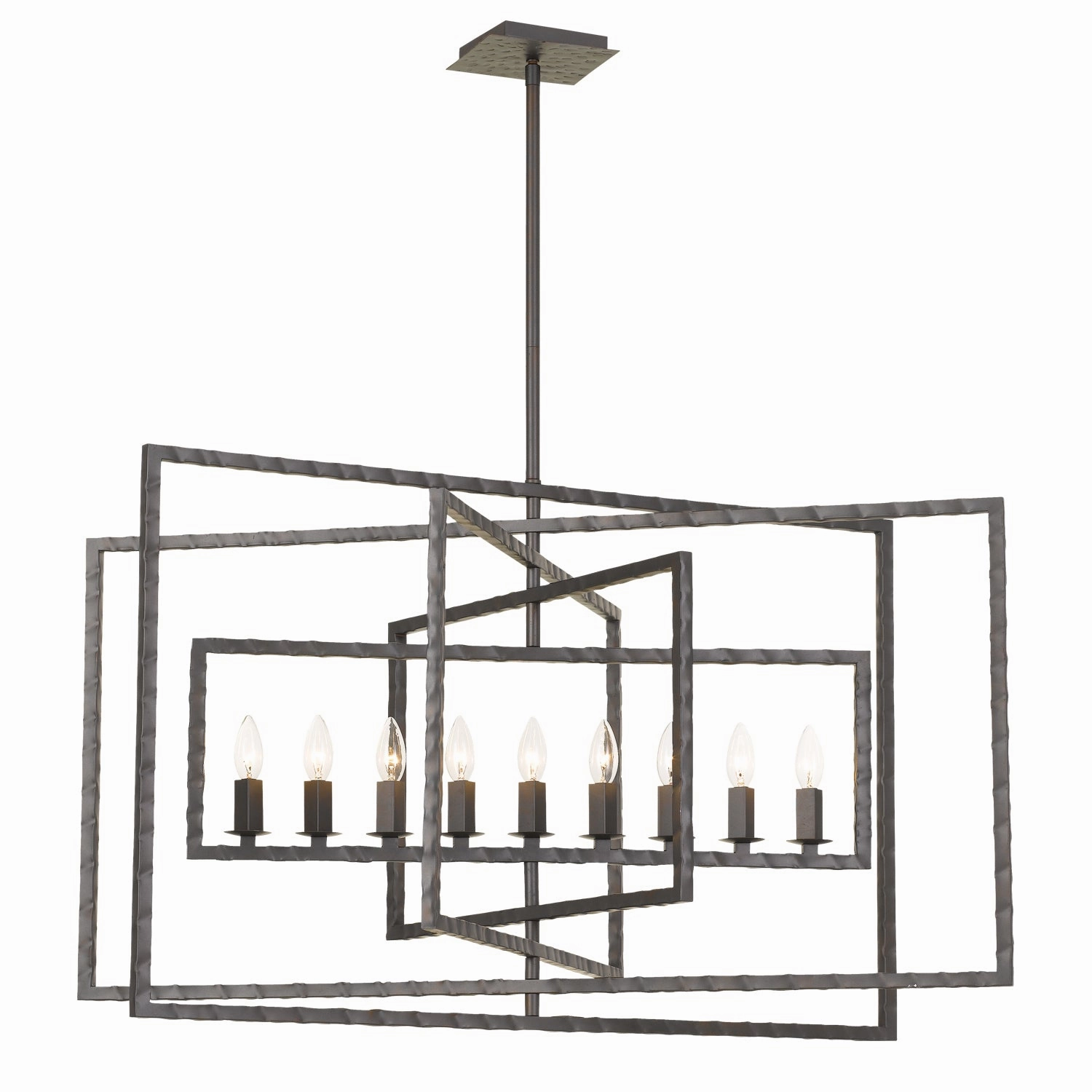 Capri Nine Light Chandelier Raw Steel Designer Ceiling Lights for less