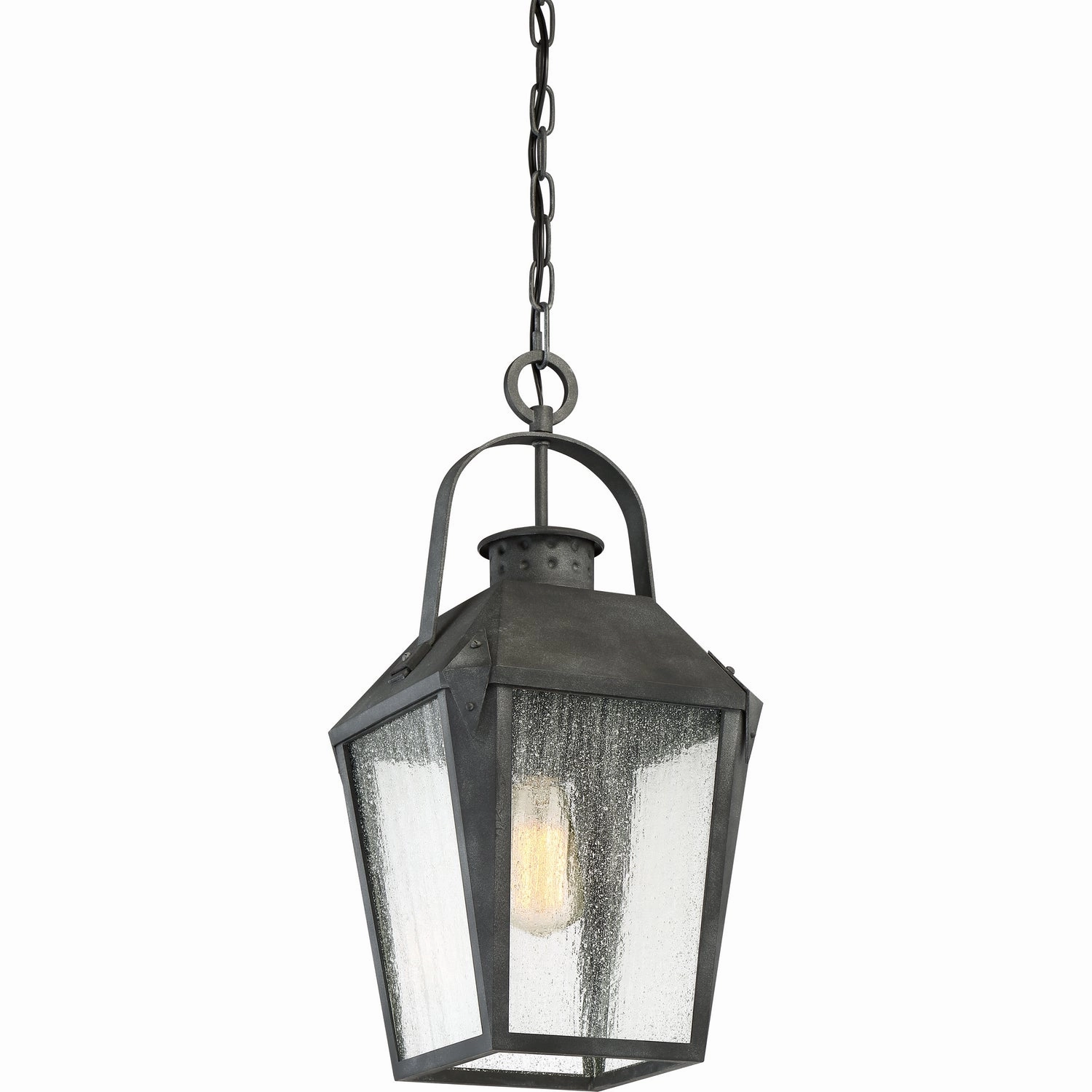Carriage One Light Outdoor Hanging Lantern Mottled Black Garden Hanging Lights promo