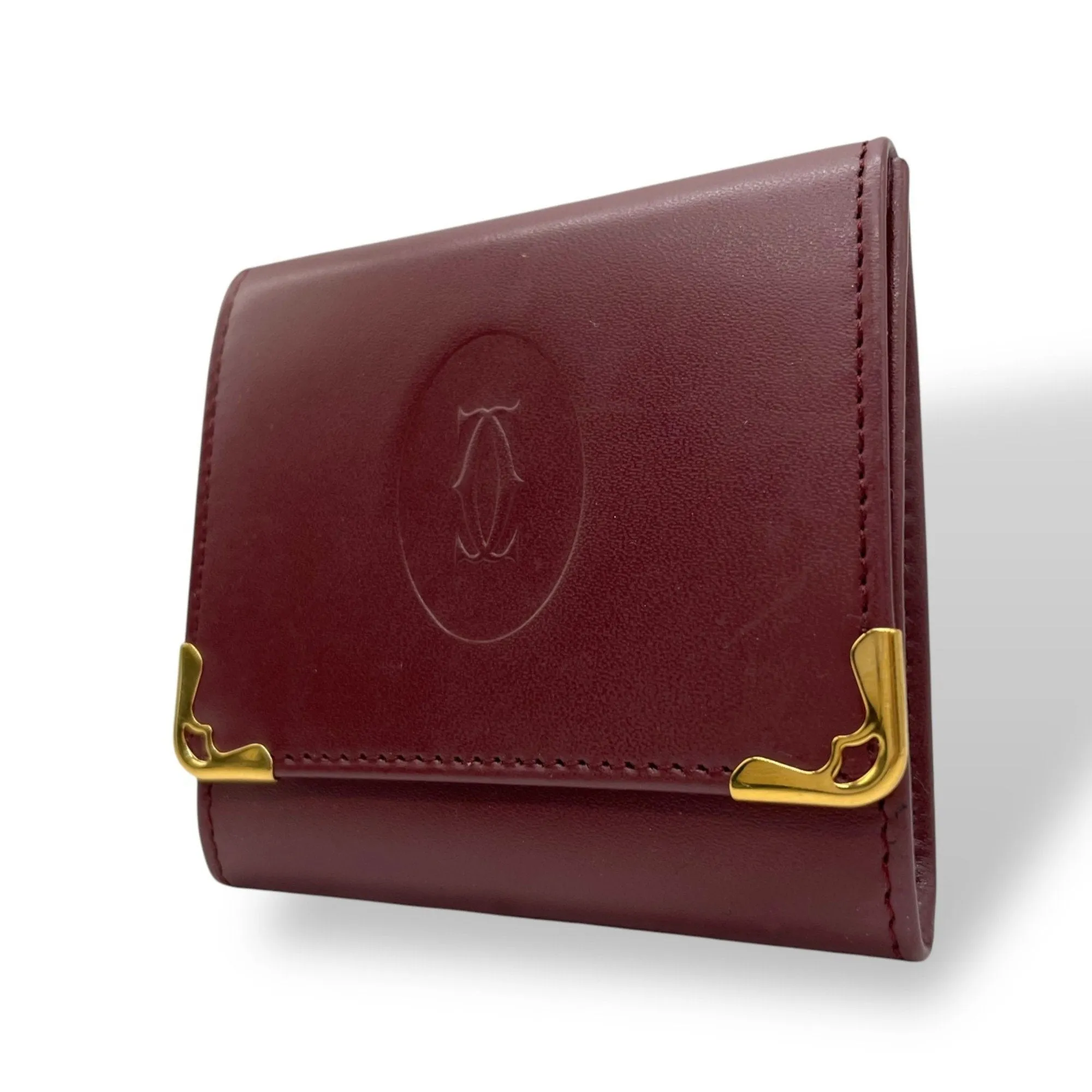 Cartier Wine Leather Coin Purse/Coin Case (Pre-Owned)