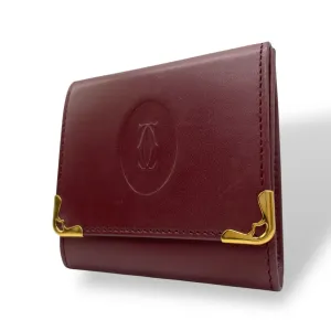 Cartier Wine Leather Coin Purse/Coin Case (Pre-Owned)