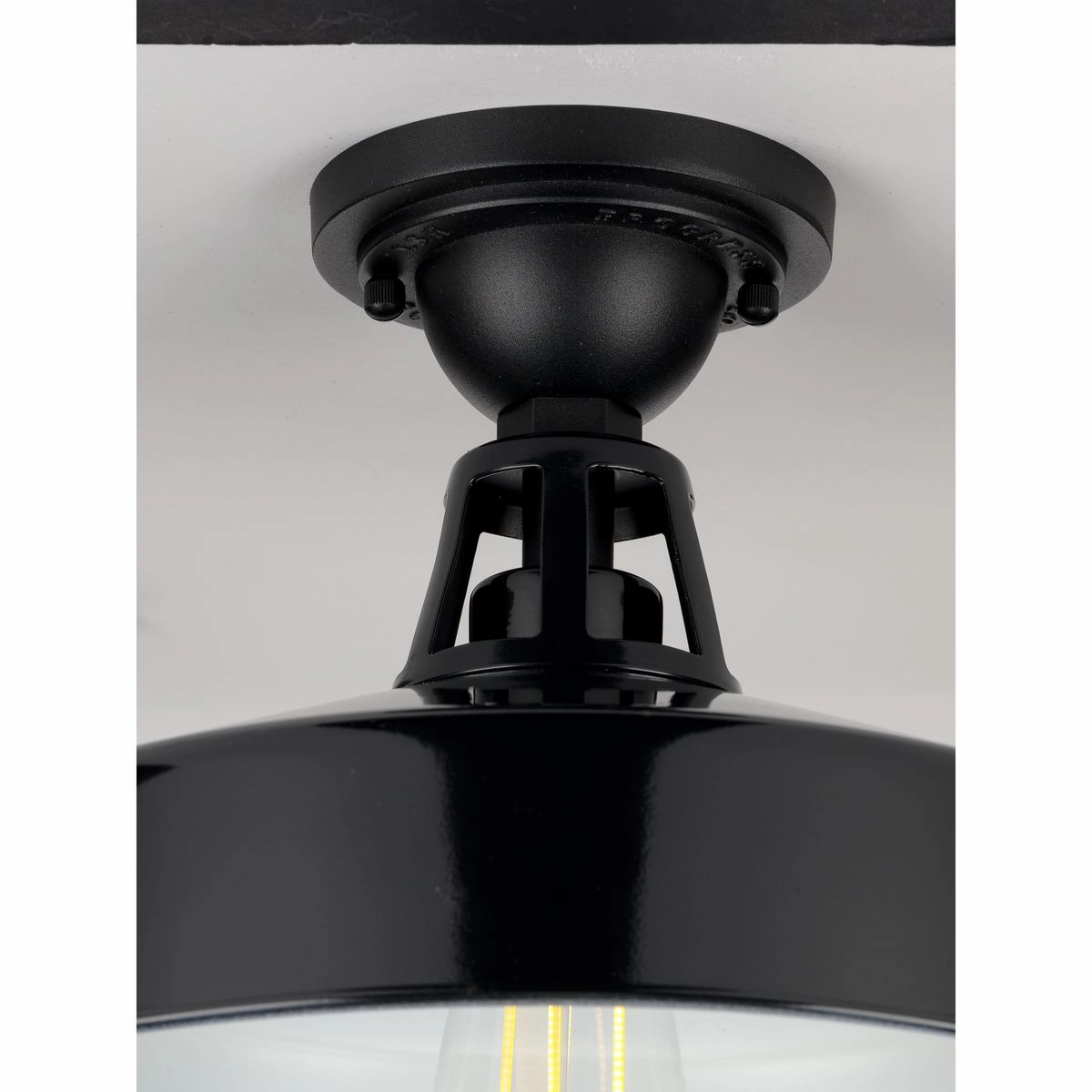 Cedar Springs One Light Semi Flush Mount Black Flush Outdoor Ceiling Mount Lights