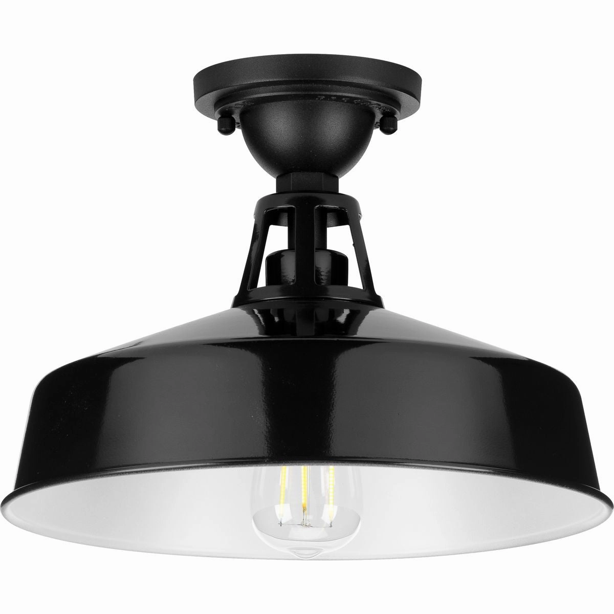 Cedar Springs One Light Semi Flush Mount Black Flush Outdoor Ceiling Mount Lights