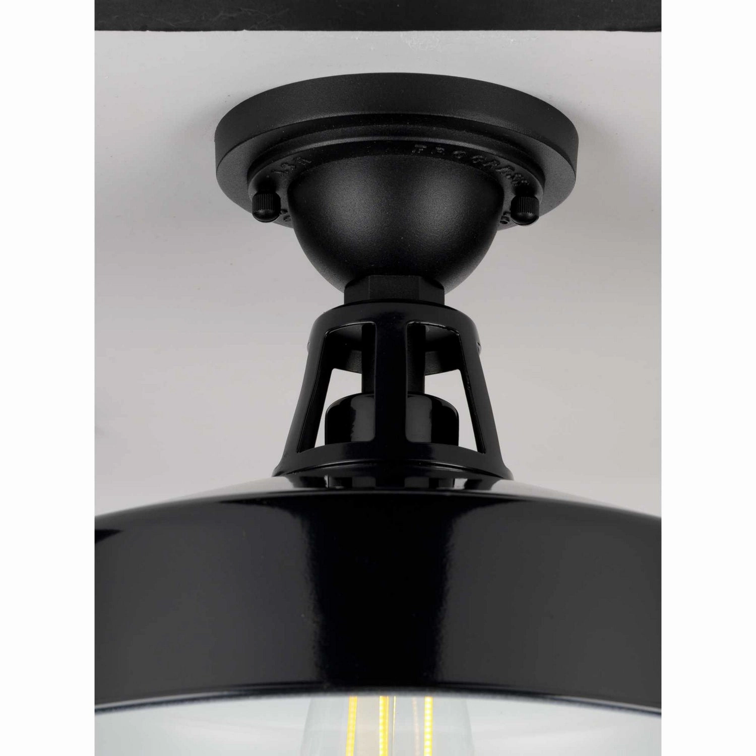 Cedar Springs One Light Semi Flush Mount Black Flush Outdoor Ceiling Mount Lights