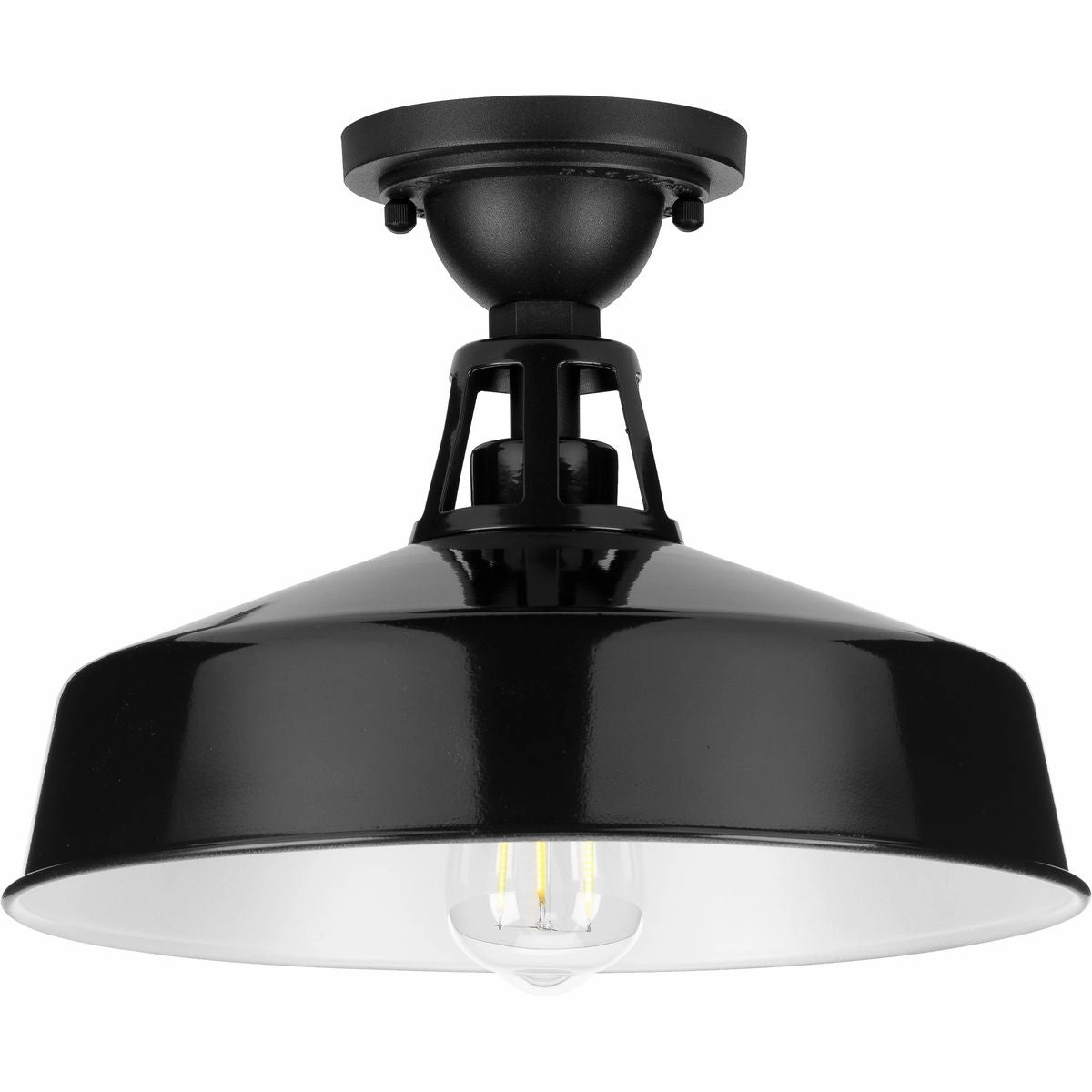 Cedar Springs One Light Semi Flush Mount Black Flush Outdoor Ceiling Mount Lights
