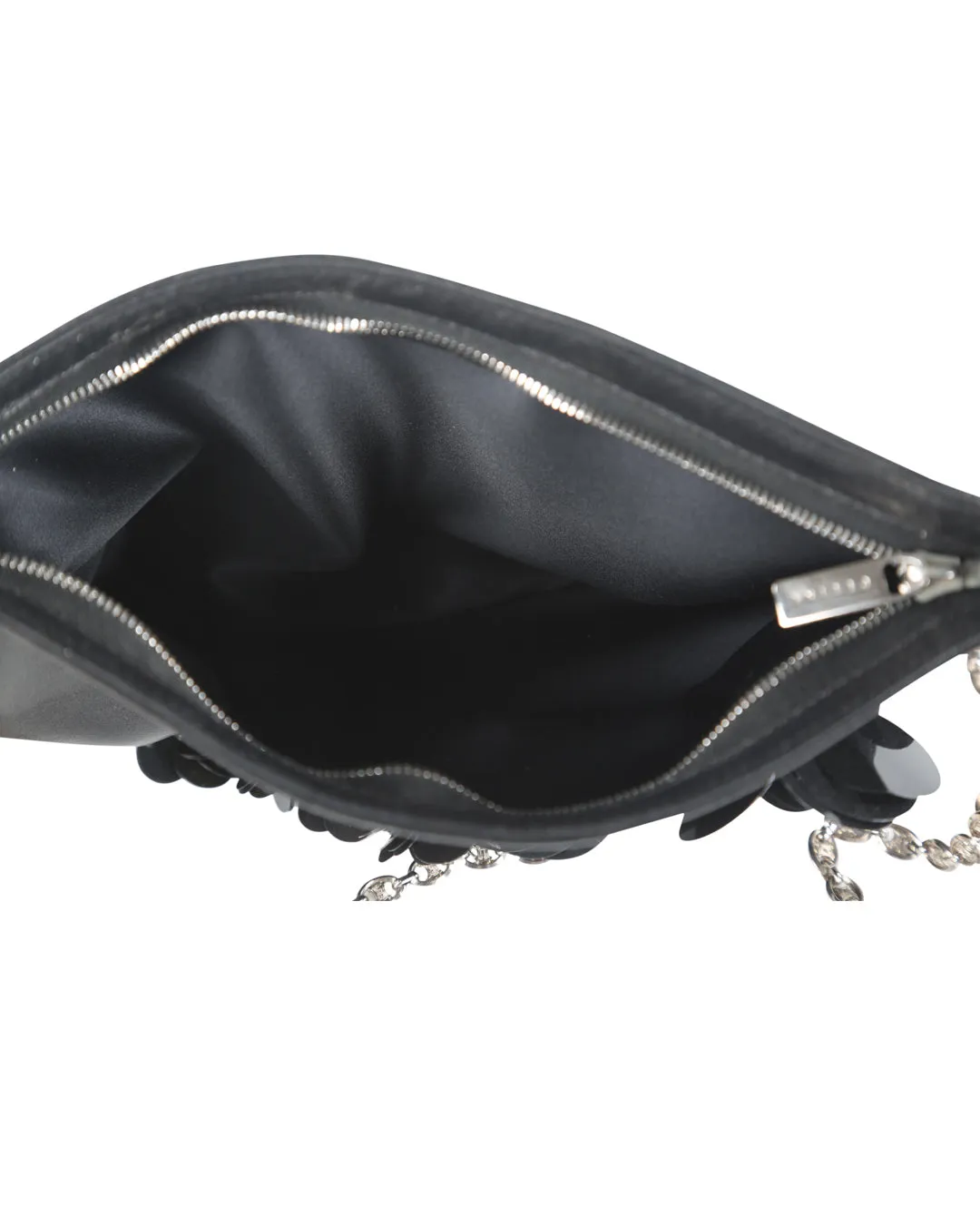 Celine Black Leather Floral Aplique Mini Shoulder Bag