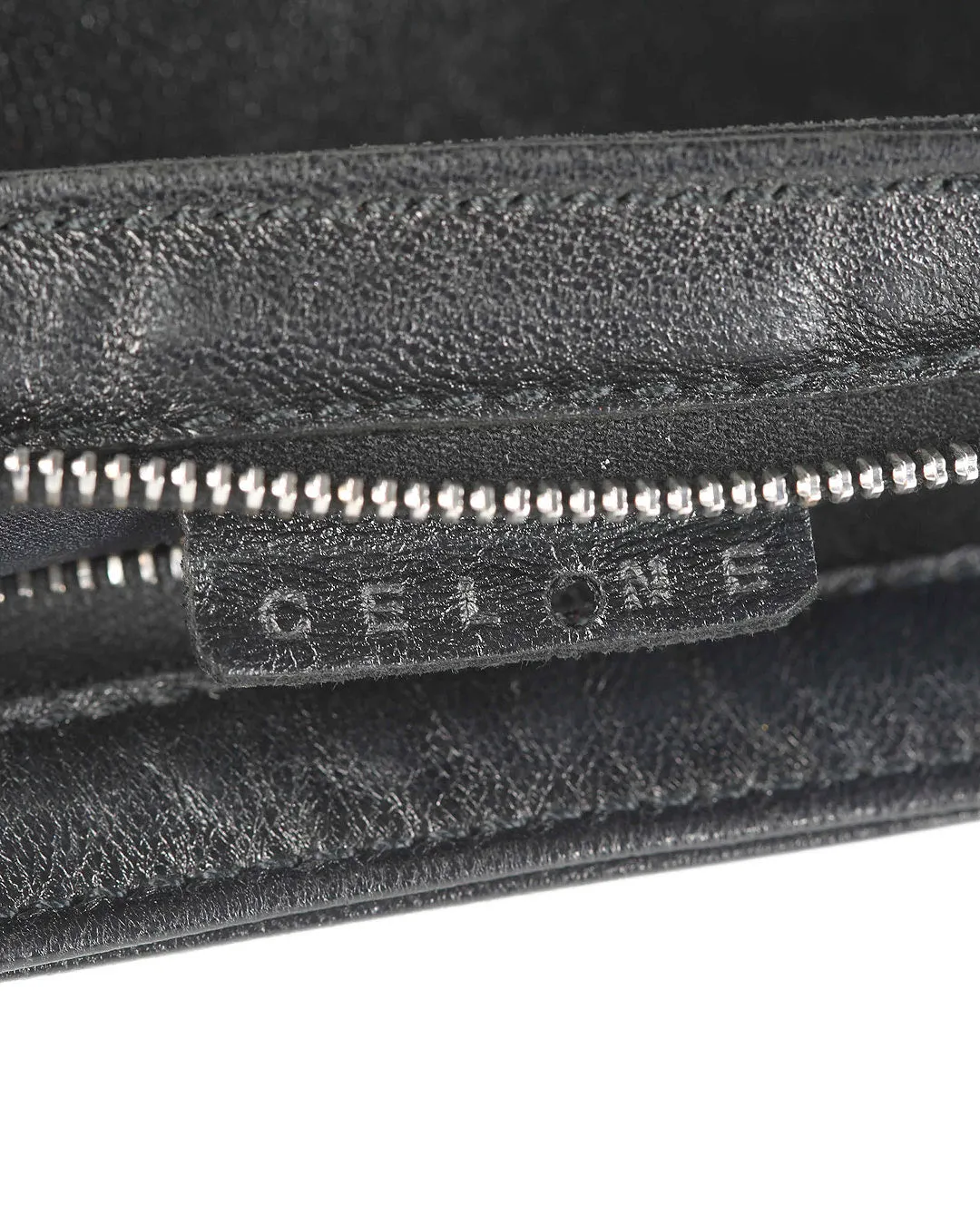 Celine Black Leather Floral Aplique Mini Shoulder Bag