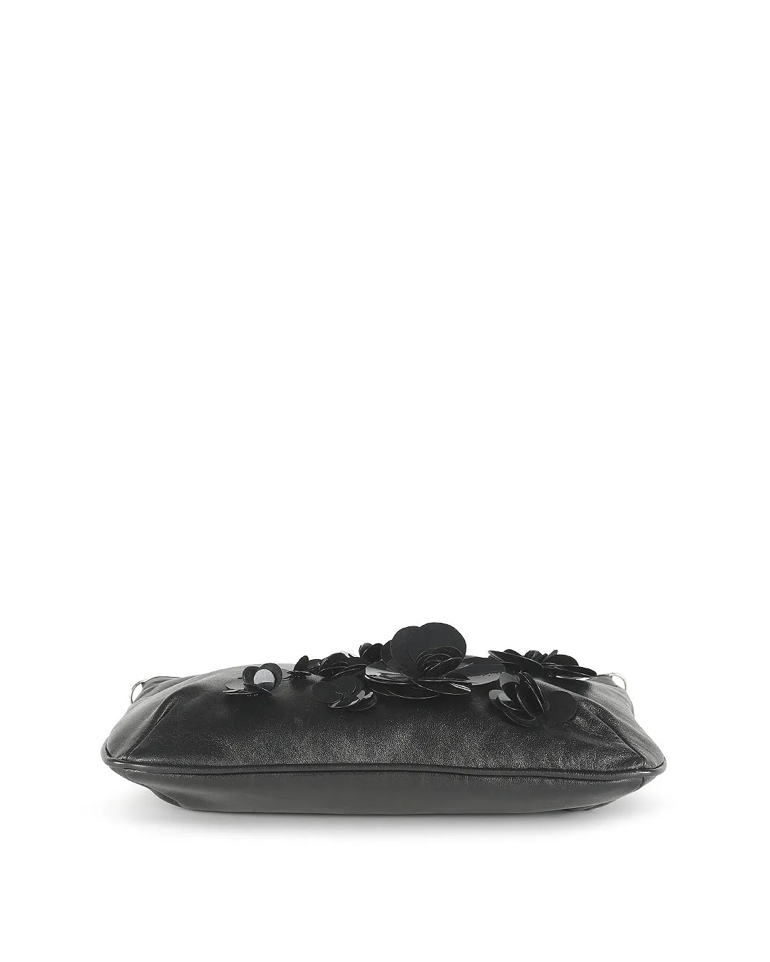Celine Black Leather Floral Aplique Mini Shoulder Bag