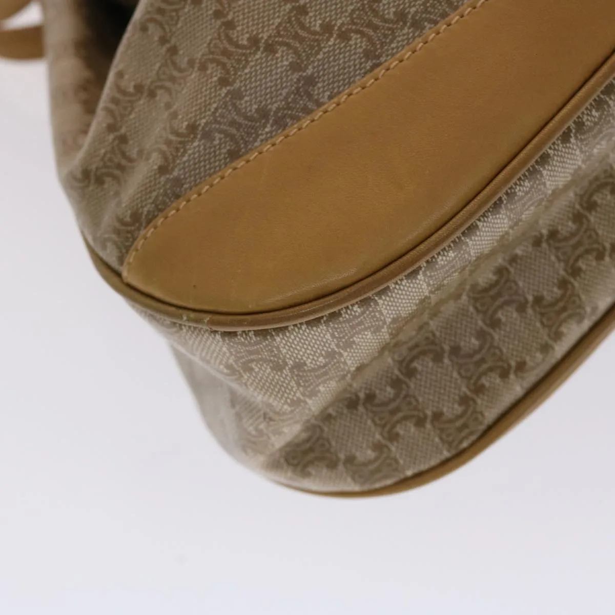 Celine Macadam Canvas Shoulder Bag PVC Leather Brown  47999