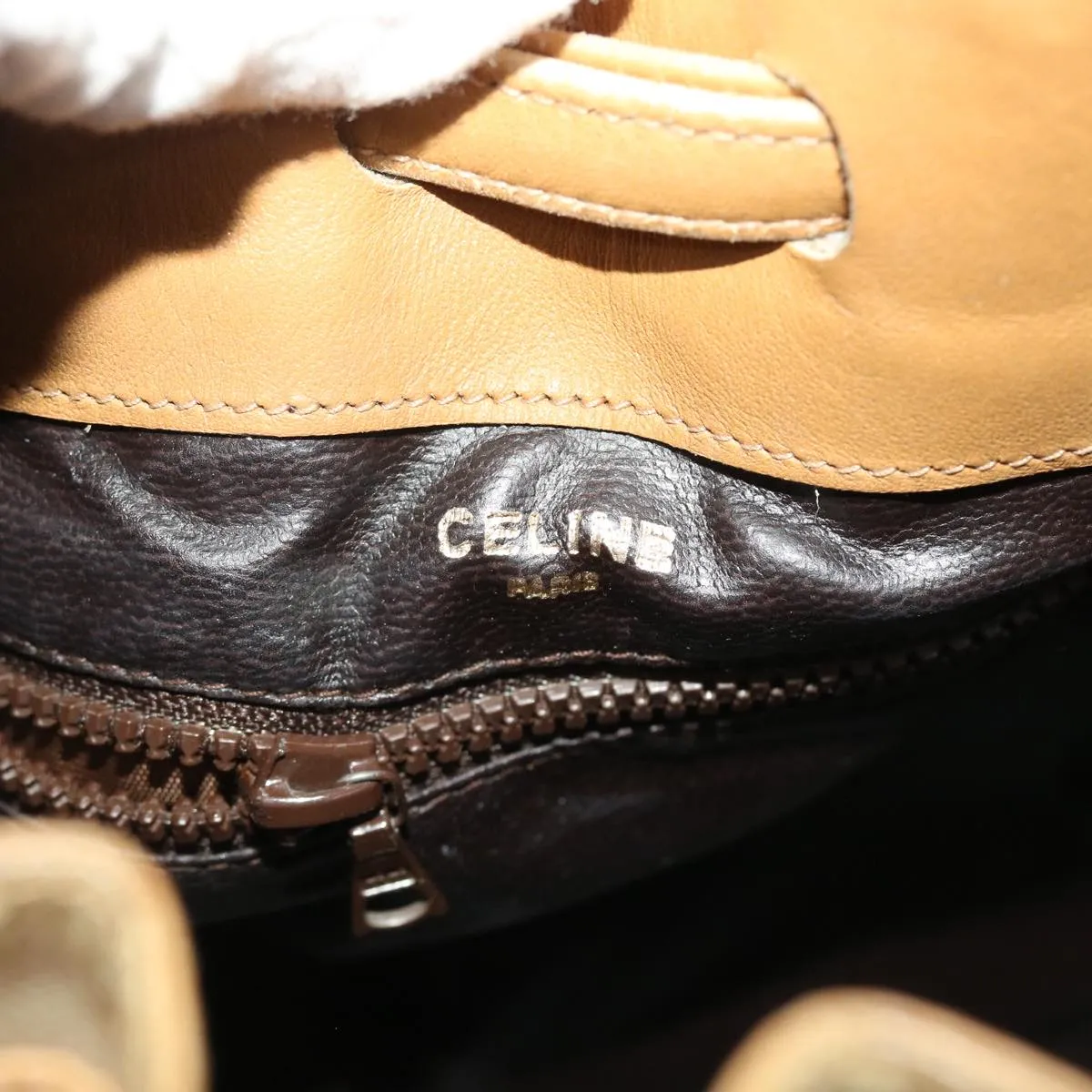 Celine Macadam Canvas Shoulder Bag PVC Leather Brown  47999