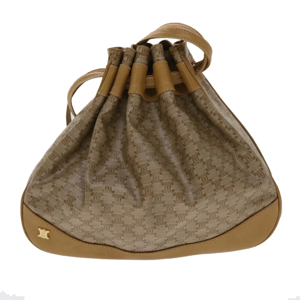 Celine Macadam Canvas Shoulder Bag PVC Leather Brown  47999
