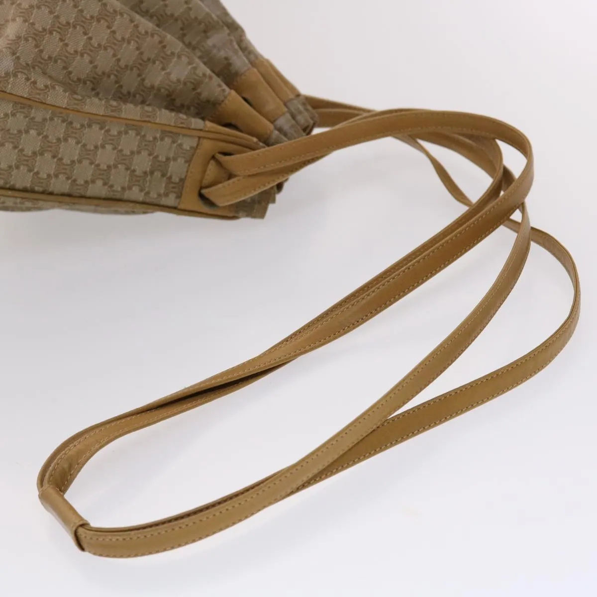 Celine Macadam Canvas Shoulder Bag PVC Leather Brown  47999