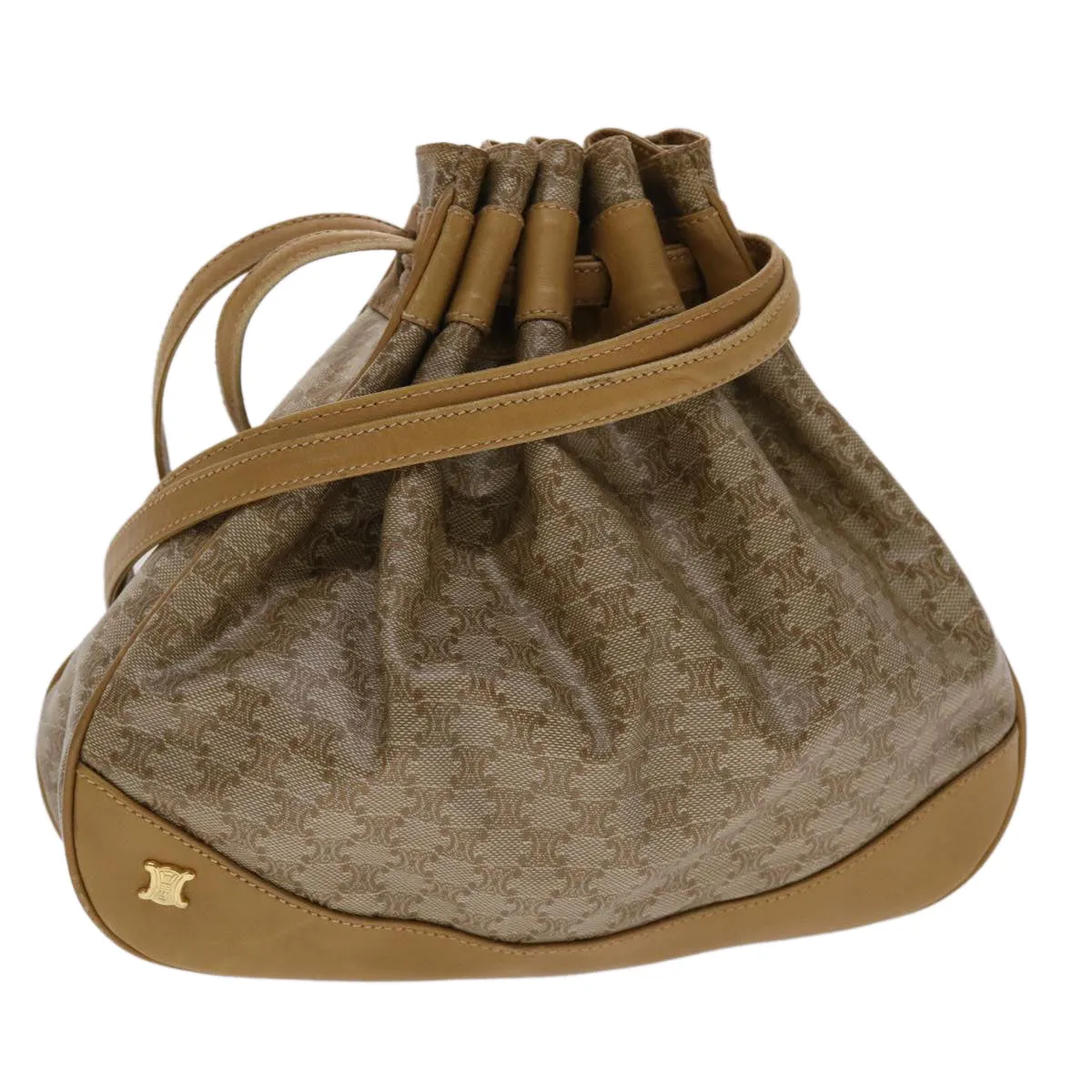 Celine Macadam Canvas Shoulder Bag PVC Leather Brown  47999