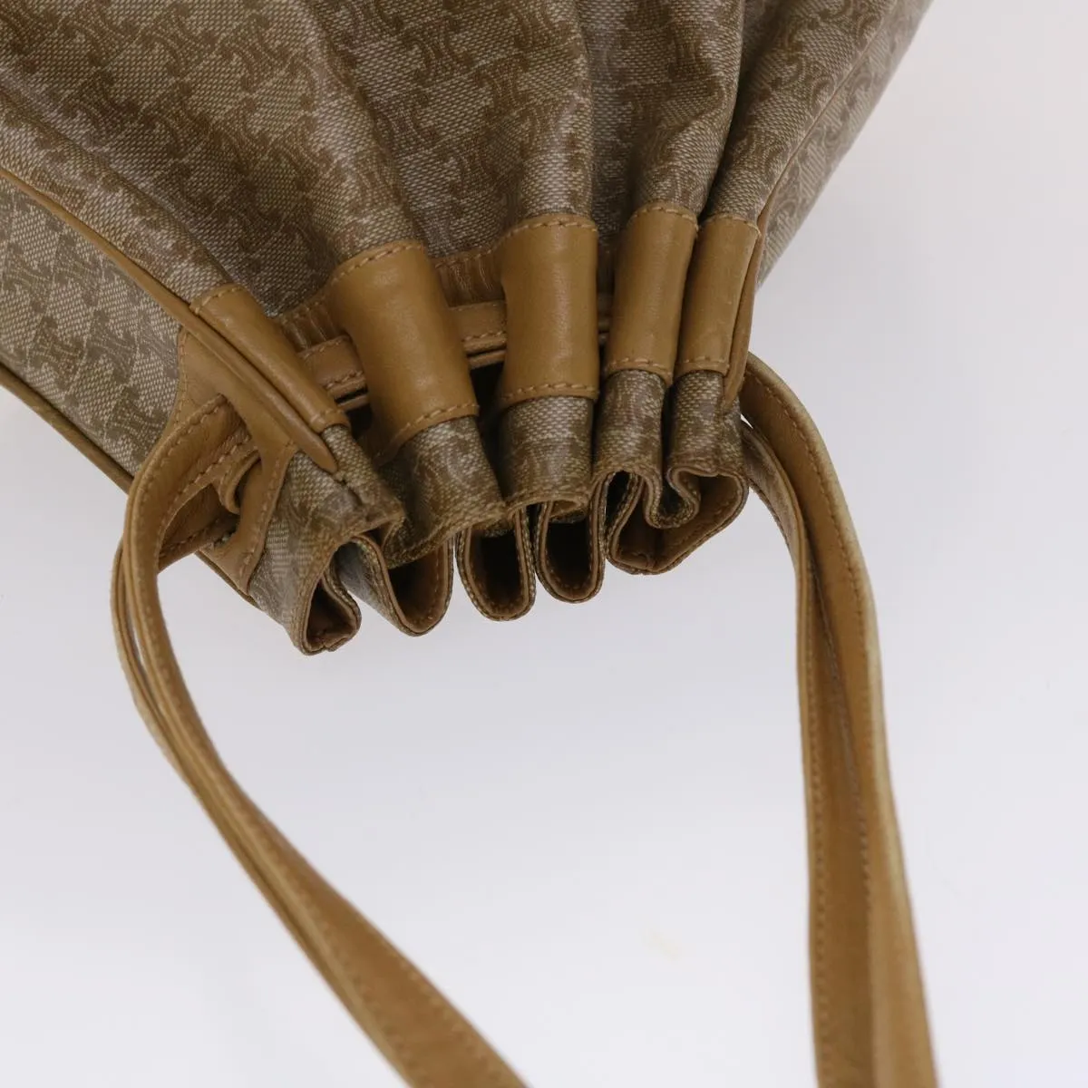 Celine Macadam Canvas Shoulder Bag PVC Leather Brown  47999
