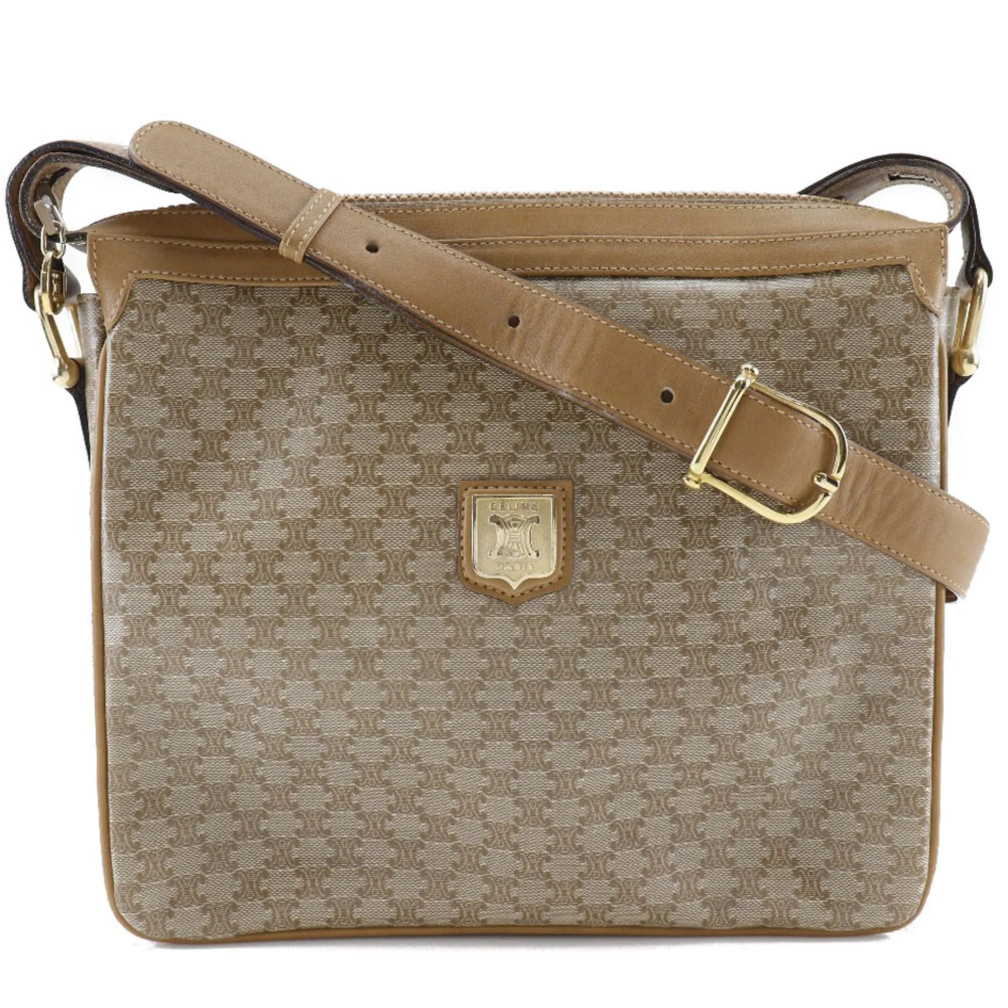 Celine Macadam Shoulder Bag PVC Beige Ladies