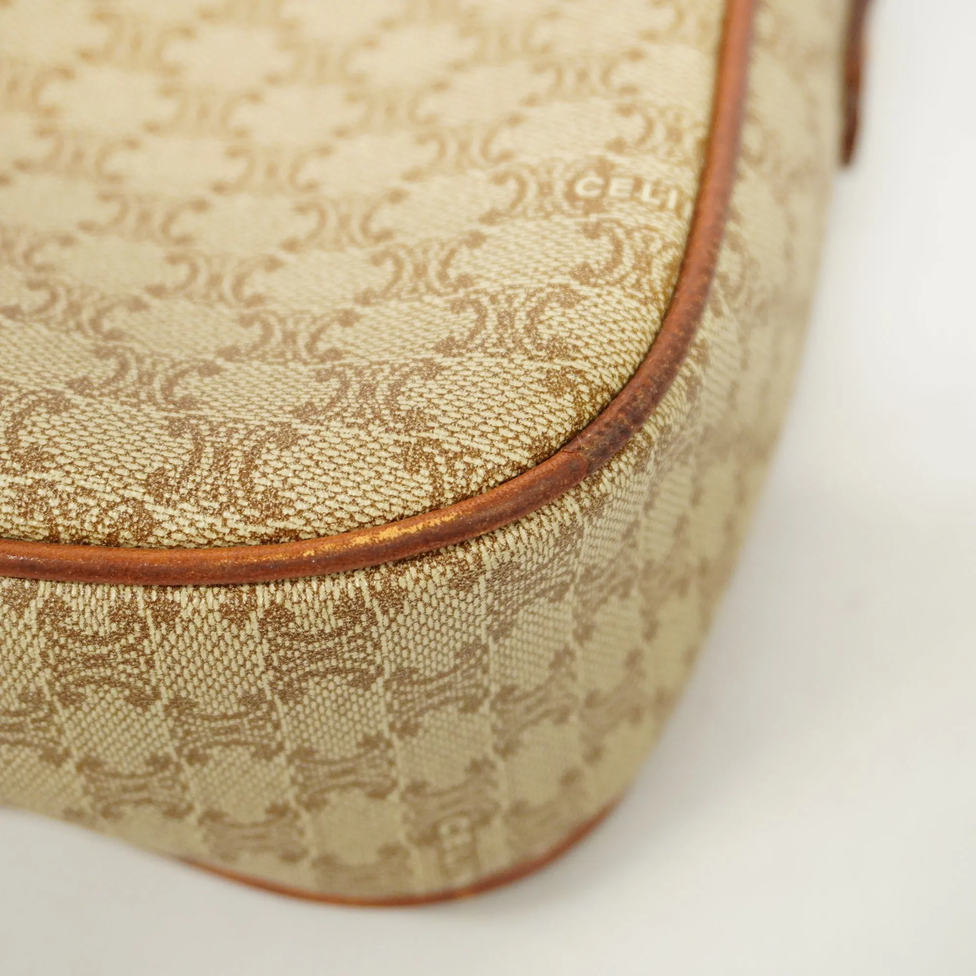 Celine  Macadam Shoulder Bag Women's PVC Beige