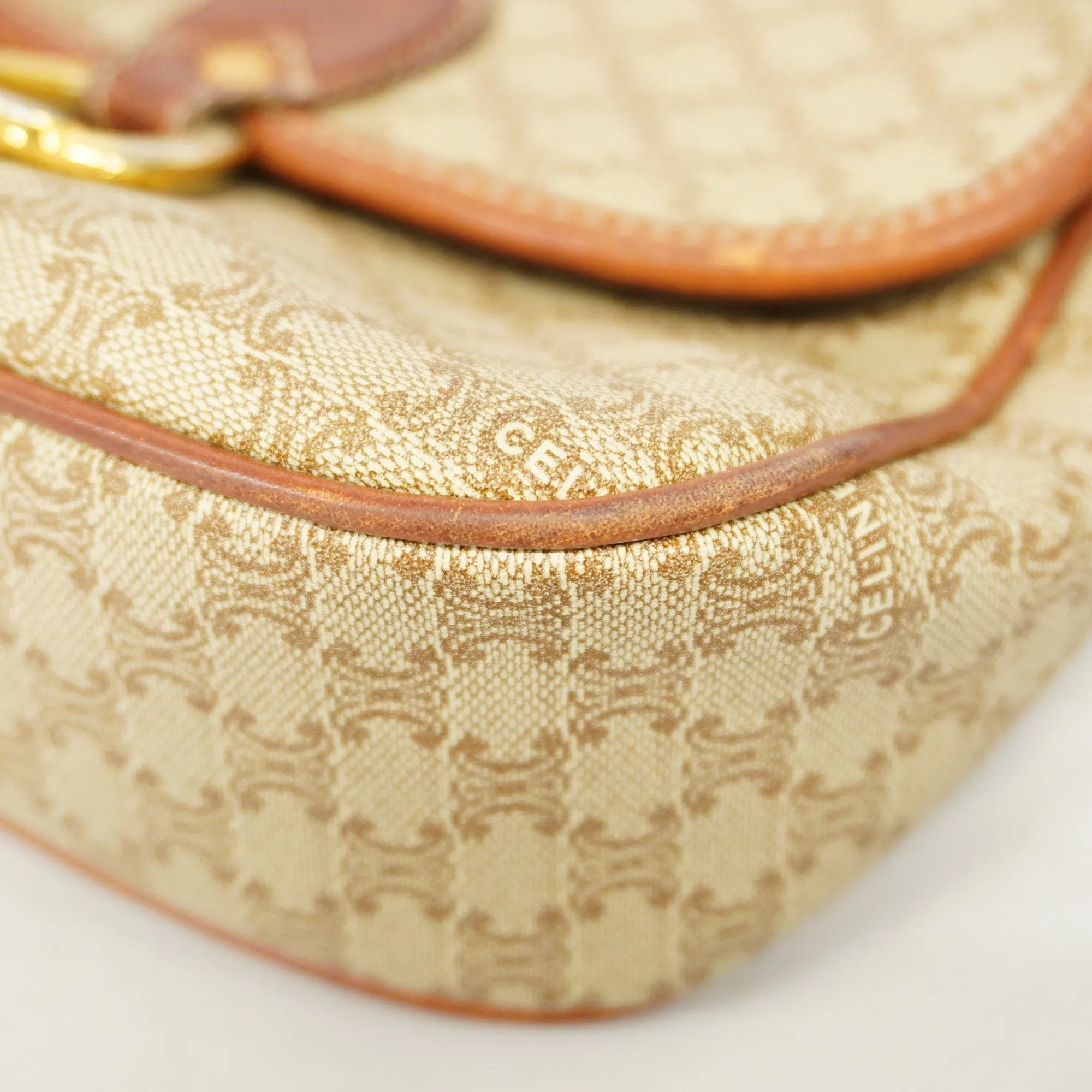 Celine  Macadam Shoulder Bag Women's PVC Beige