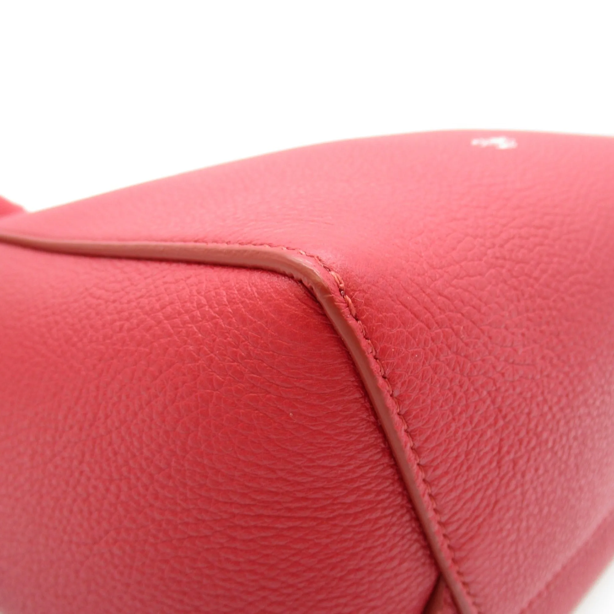 Celine Sangle Bucket Shoulder Bag Red leather