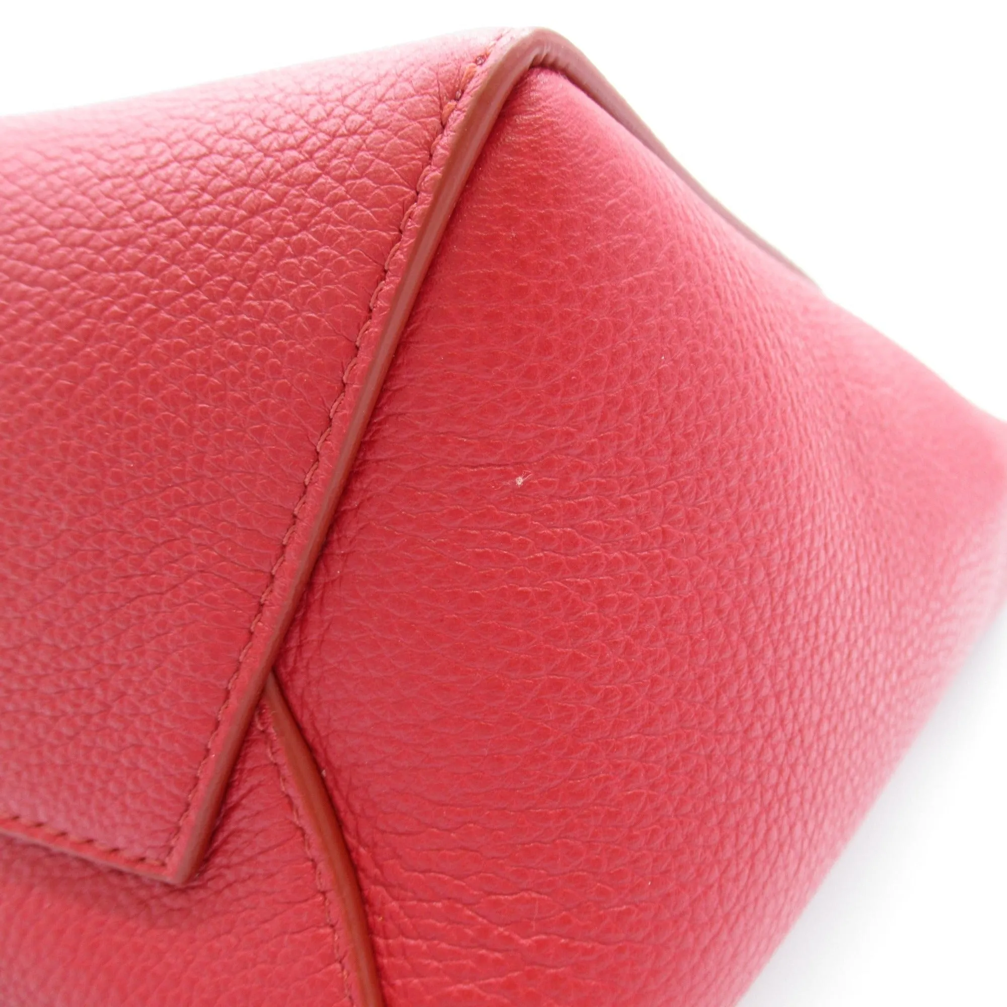 Celine Sangle Bucket Shoulder Bag Red leather