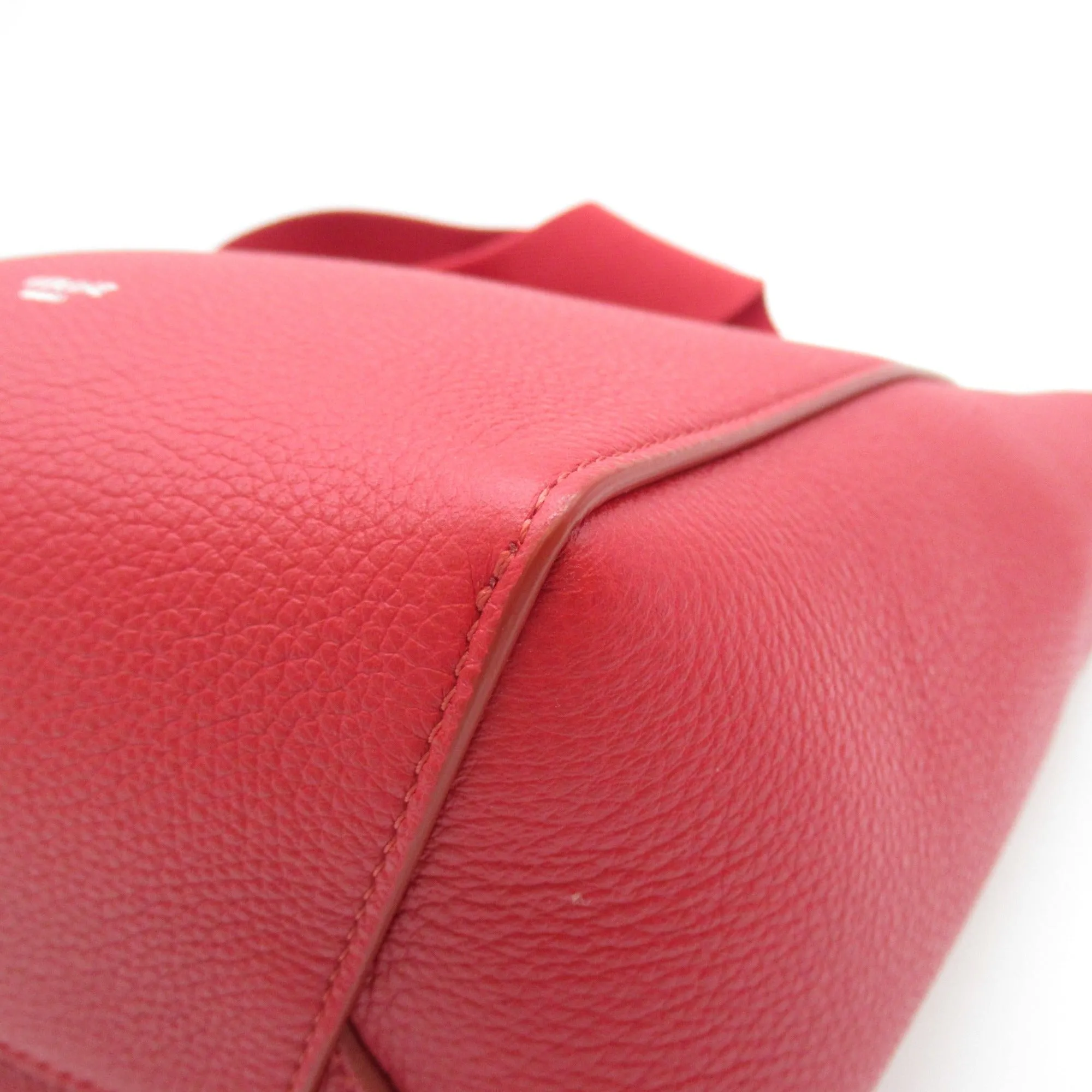 Celine Sangle Bucket Shoulder Bag Red leather