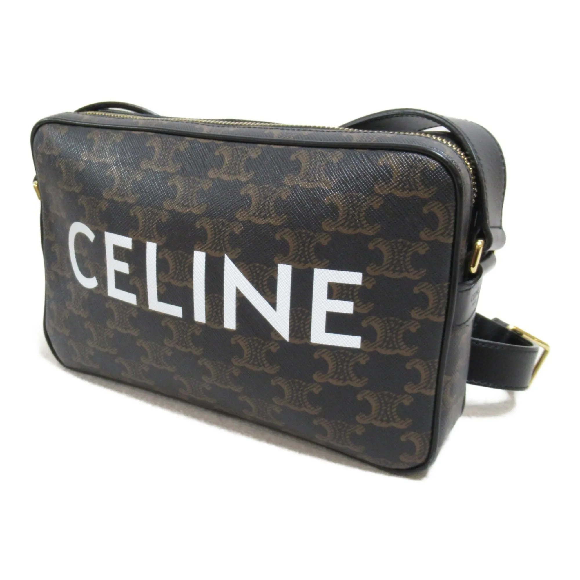 Celine Shoulder Bag Brown Dark brown PVC coated canvas