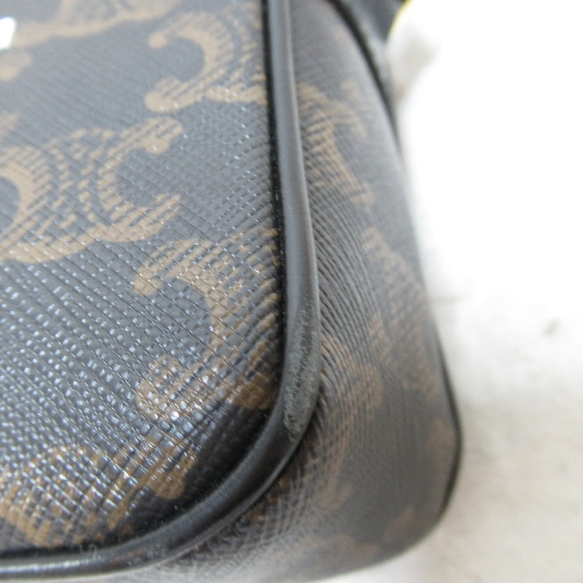 Celine Shoulder Bag Brown Dark brown PVC coated canvas