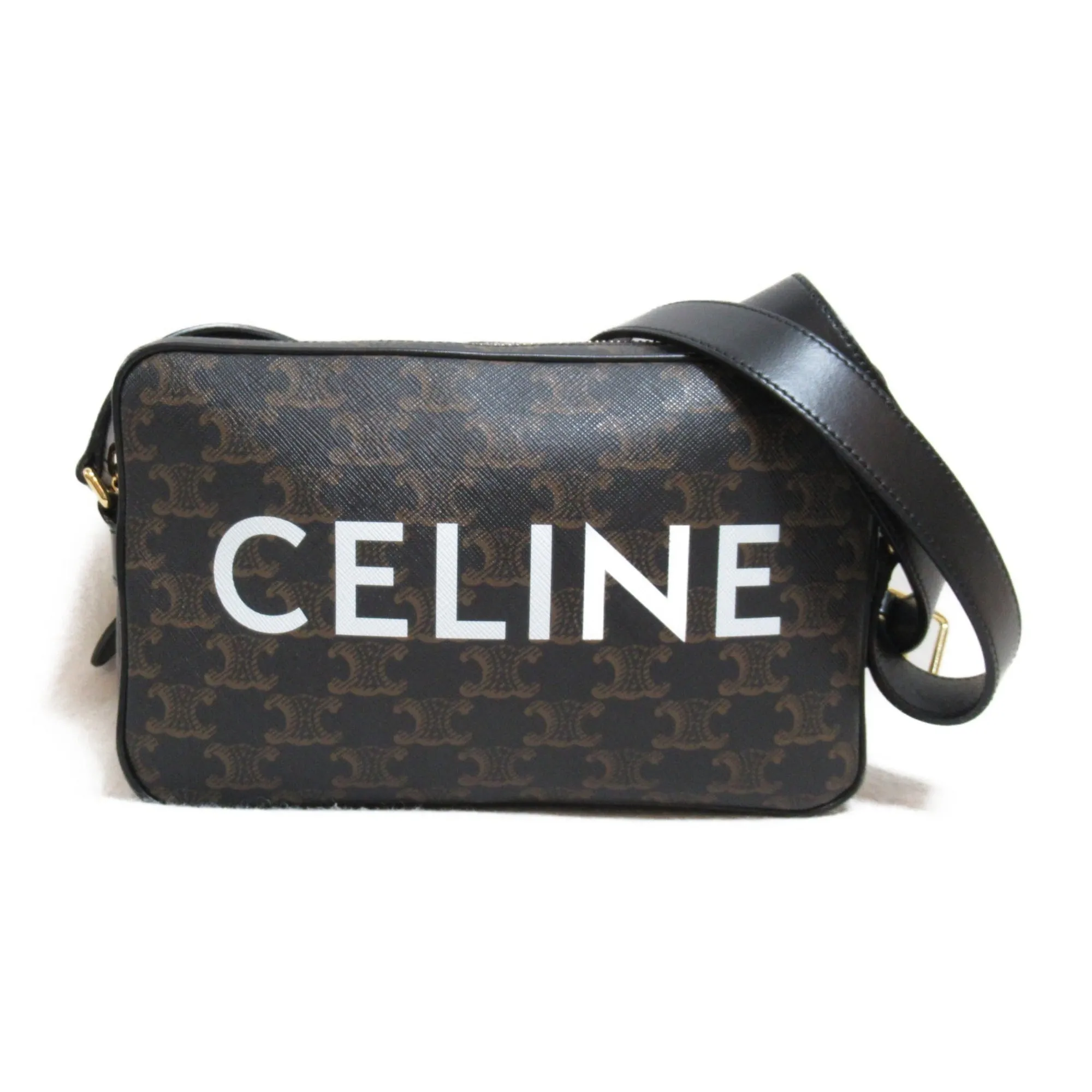 Celine Shoulder Bag Brown Dark brown PVC coated canvas
