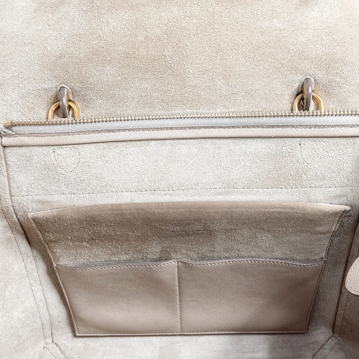 CELINE Shoulder Bag leather beige Belt bag mini Women Used