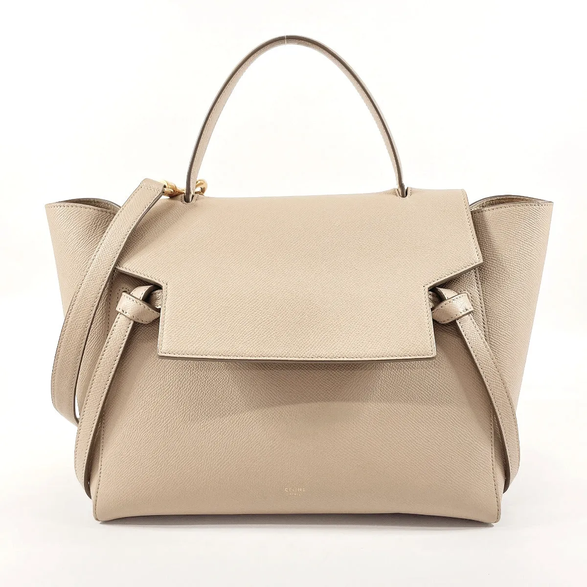 CELINE Shoulder Bag leather beige Belt bag mini Women Used