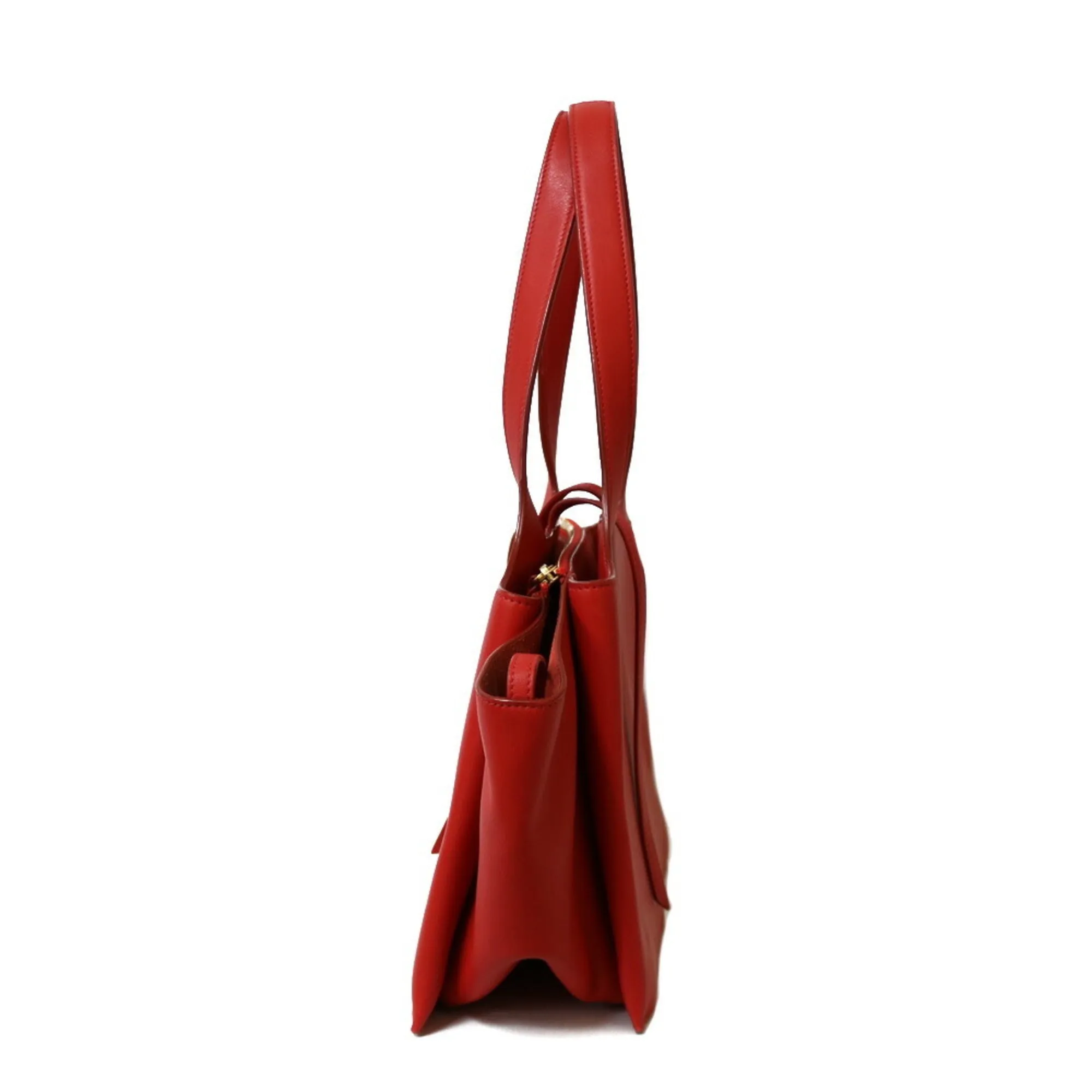 Celine Shoulder Bag Triford Red Women's Leather