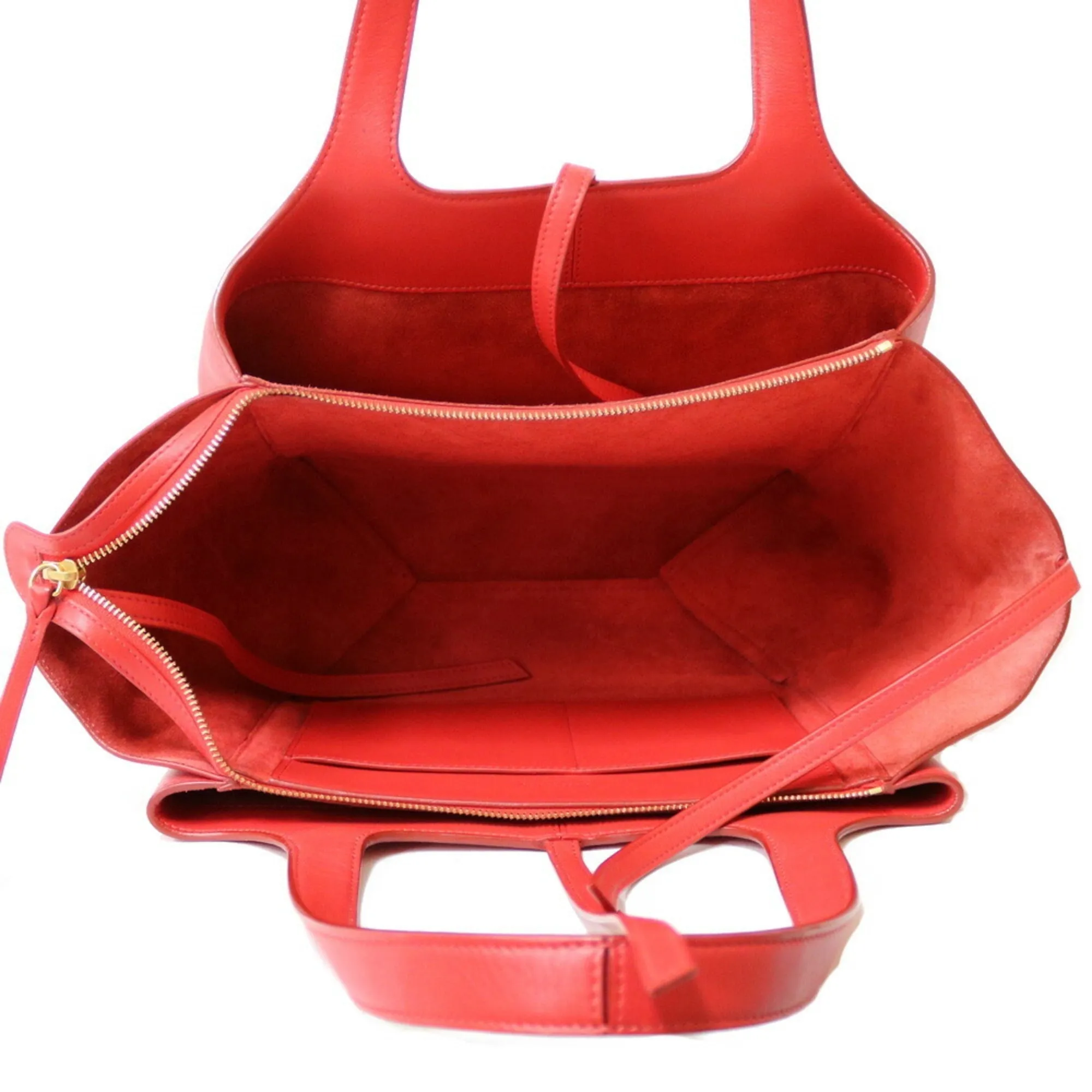 Celine Shoulder Bag Triford Red Women's Leather
