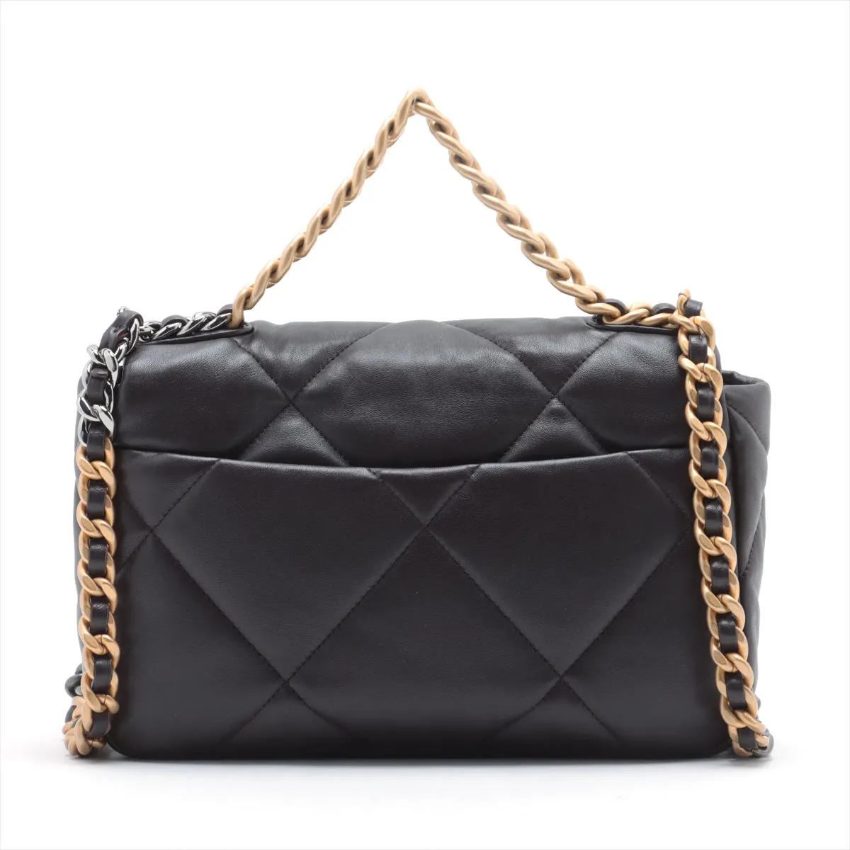 Chanel 19 in Chain Shoulder Bag Brown Gold x Silver Gold IC Chip