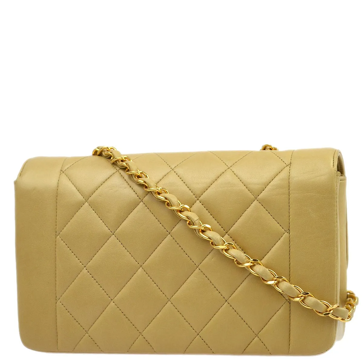 Chanel 1991-1994 Beige Lambskin Small Diana Shoulder Bag