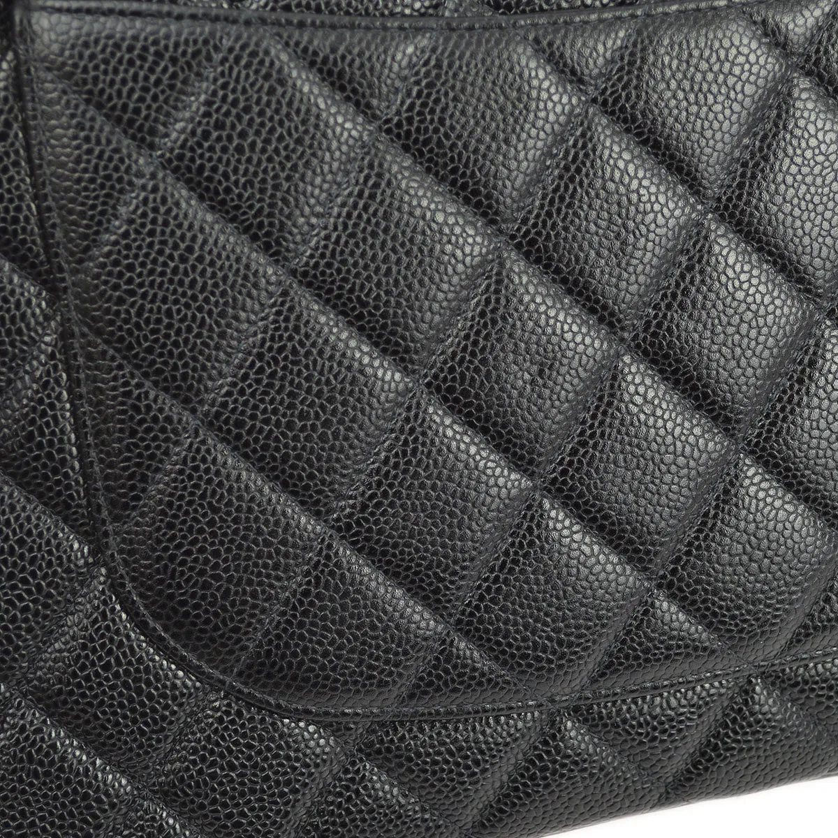 Chanel 2000-2001 Black Caviar Jumbo Classic Flap Shoulder Bag