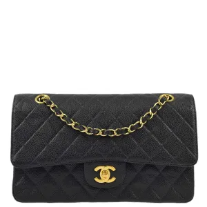 Chanel 2000-2001 Black Caviar Medium Classic Double Flap Shoulder Bag