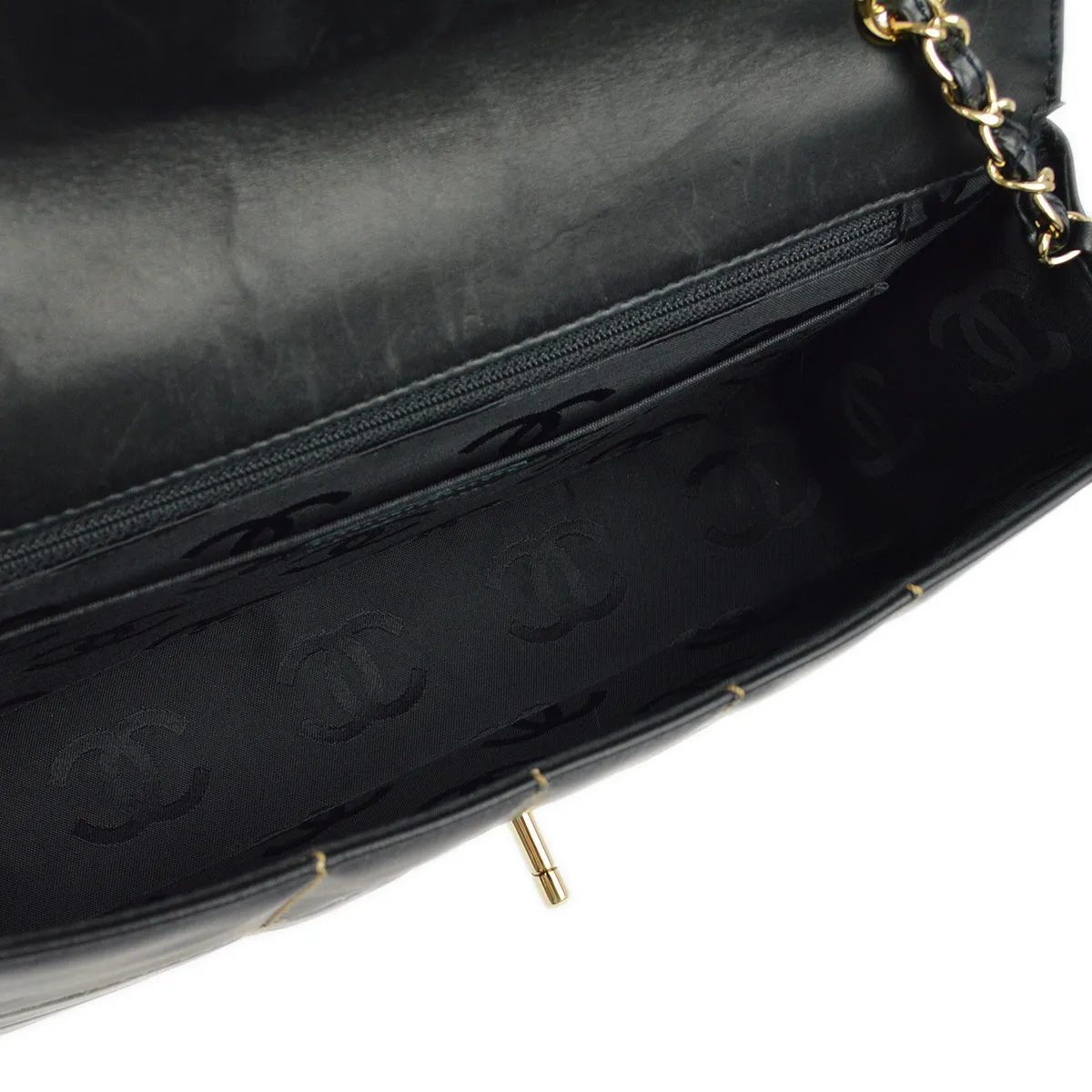 Chanel 2001-2003 Black Calfskin Wild Stitch Choco Bar Single Flap Shoulder Bag