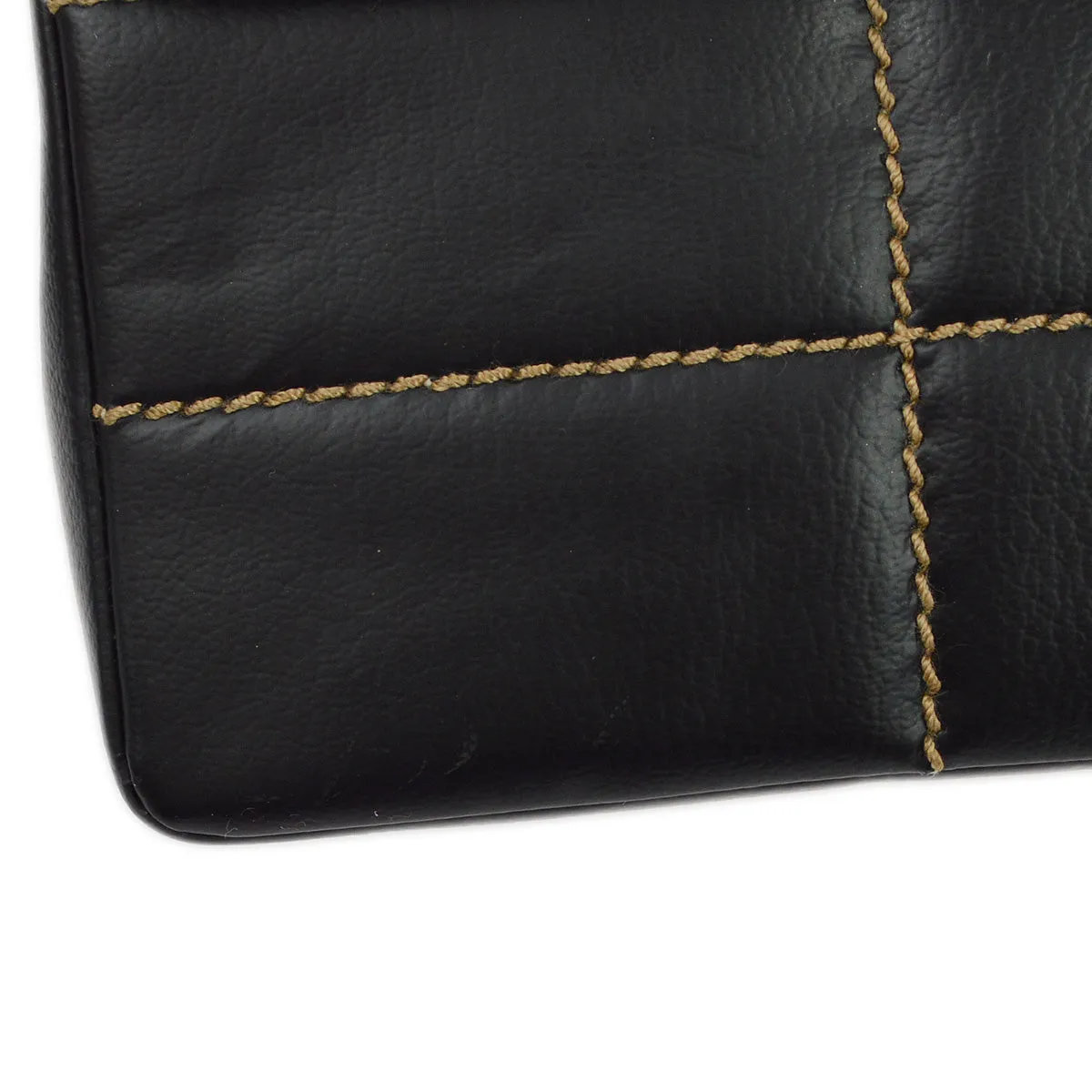 Chanel 2001-2003 Black Calfskin Wild Stitch Choco Bar Single Flap Shoulder Bag