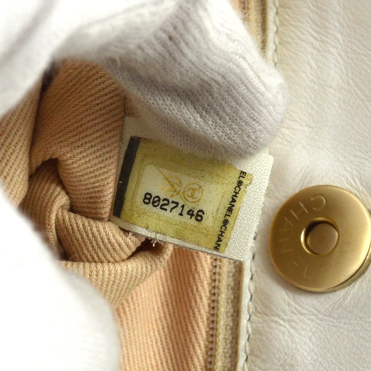 Chanel 2003-2004 Canvas Calfskin Chain Shoulder Bag