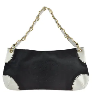 Chanel 2003-2004 Canvas Calfskin Chain Shoulder Bag