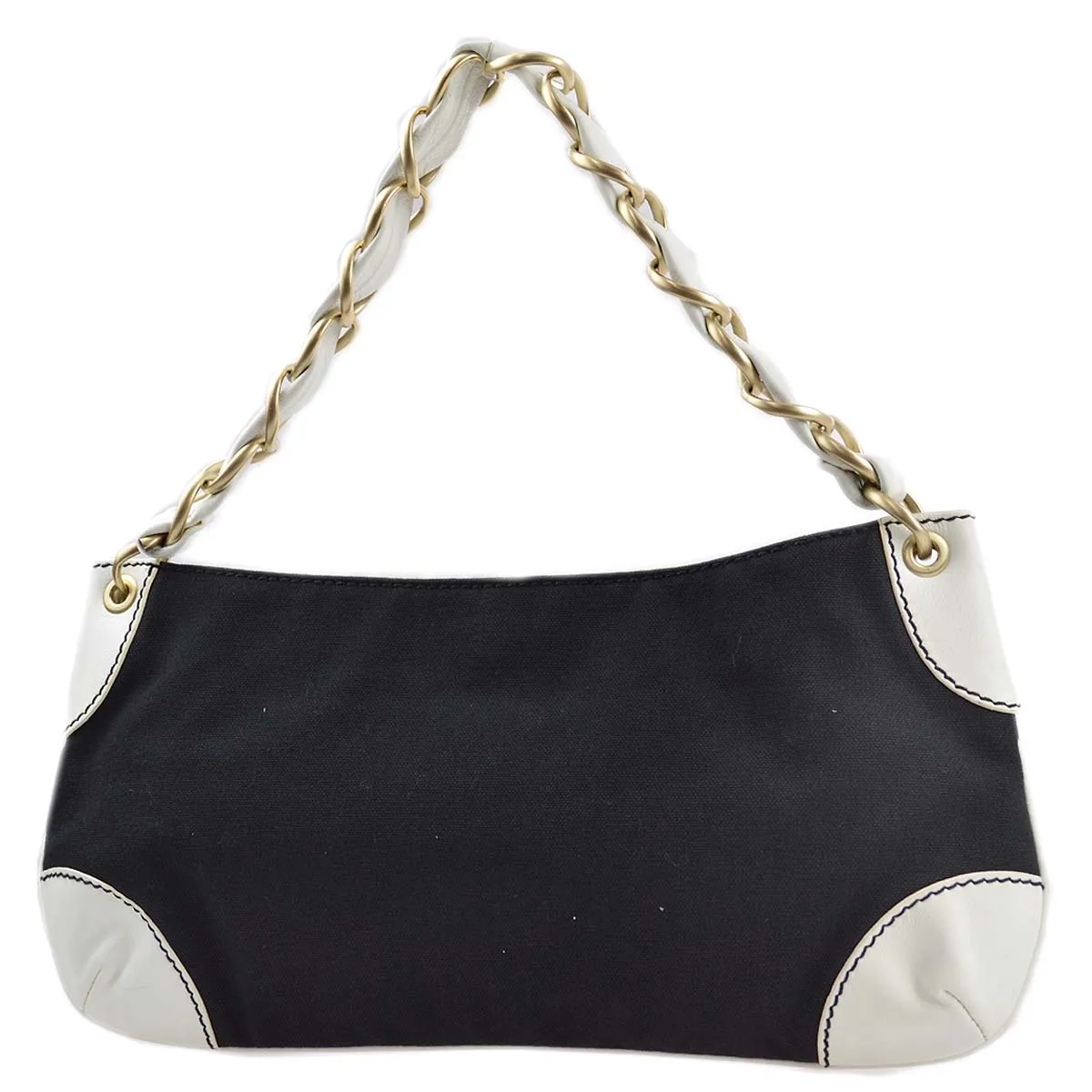 Chanel 2003-2004 Canvas Calfskin Chain Shoulder Bag