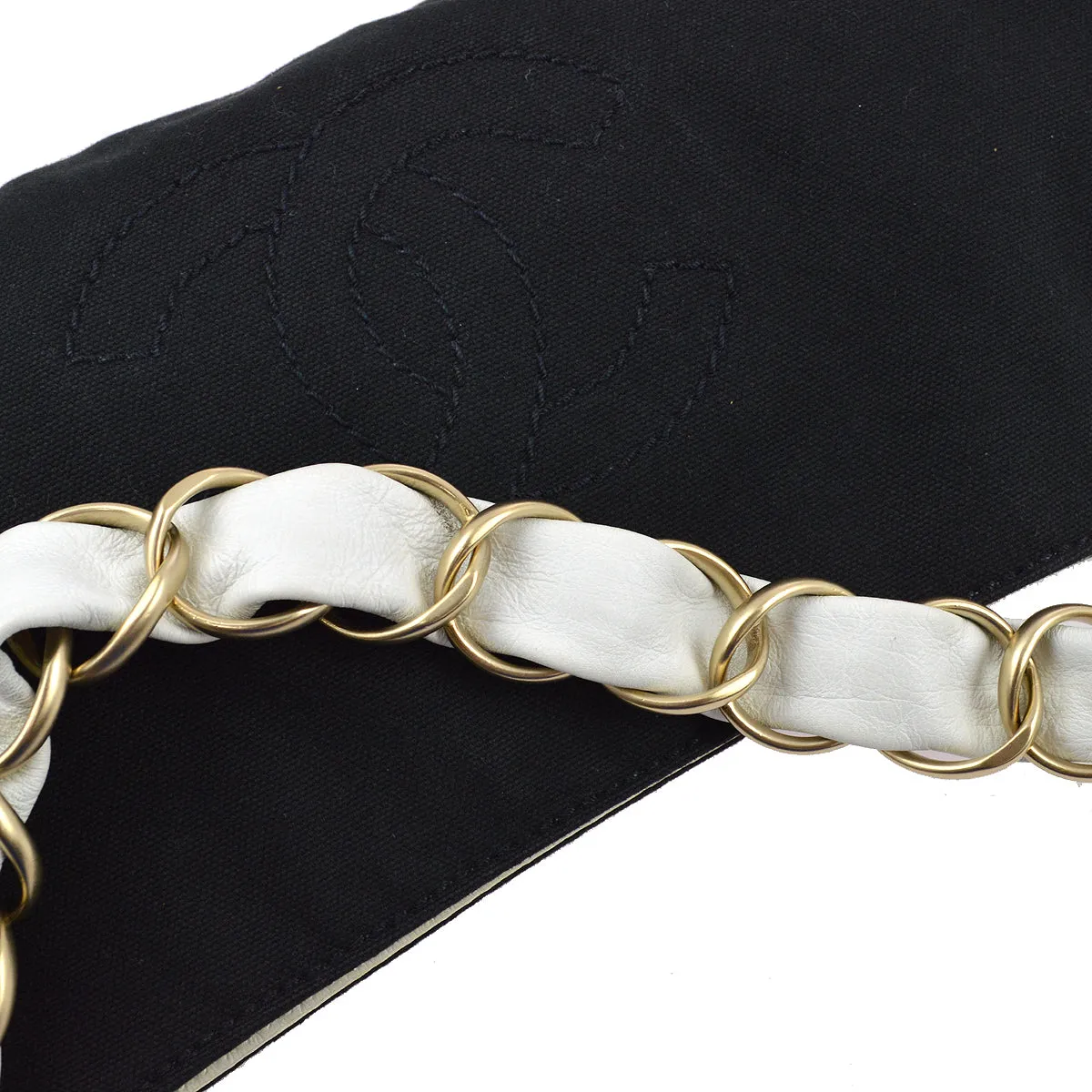 Chanel 2003-2004 Canvas Calfskin Chain Shoulder Bag
