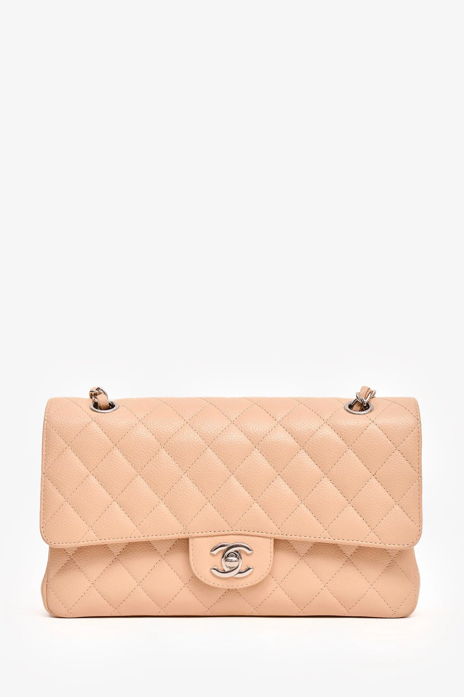 Chanel? 2010/11 Beige Caviar Medium Double Flap Shoulder Bag