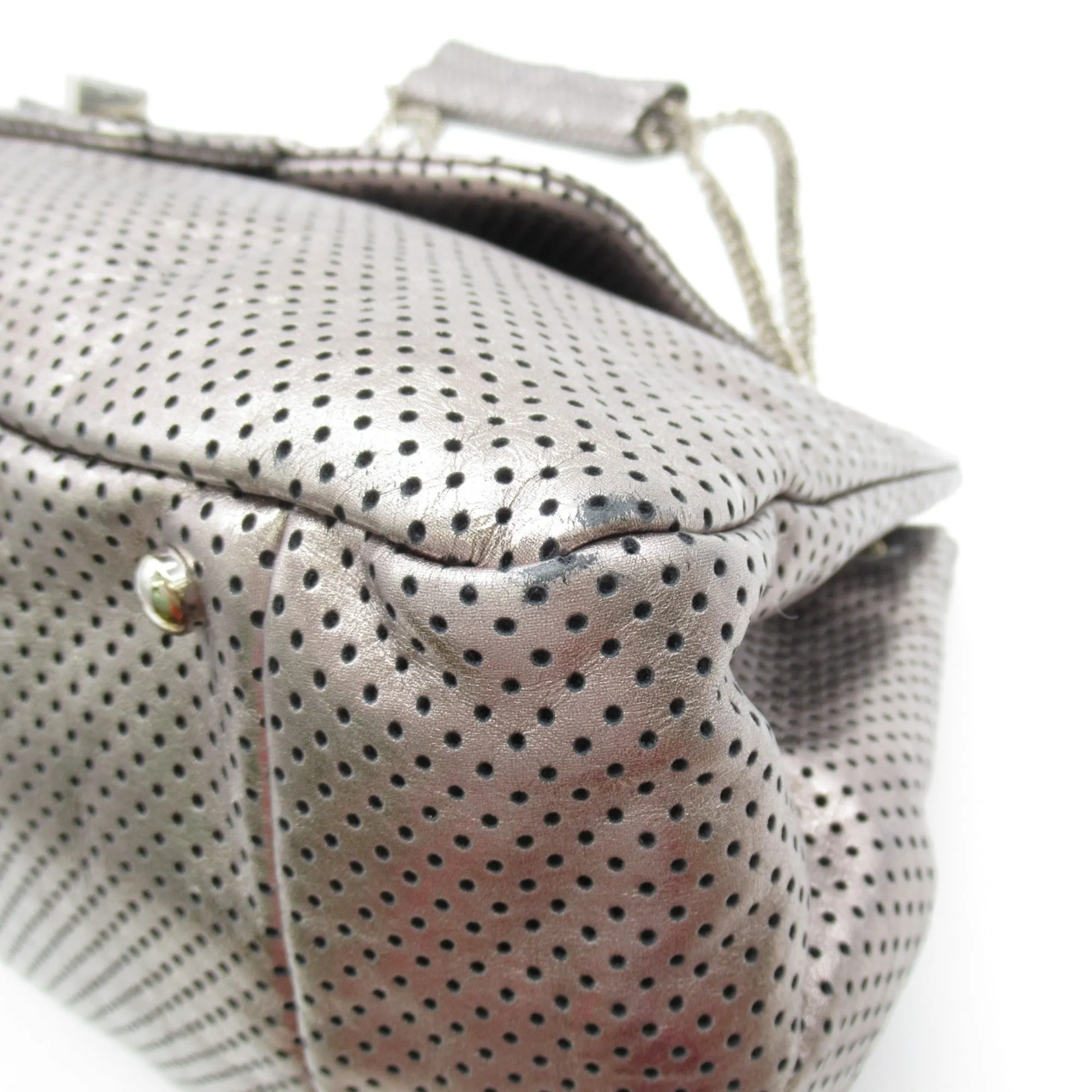 CHANEL 2.55 ChainShoulder Bag Silver metallic leather