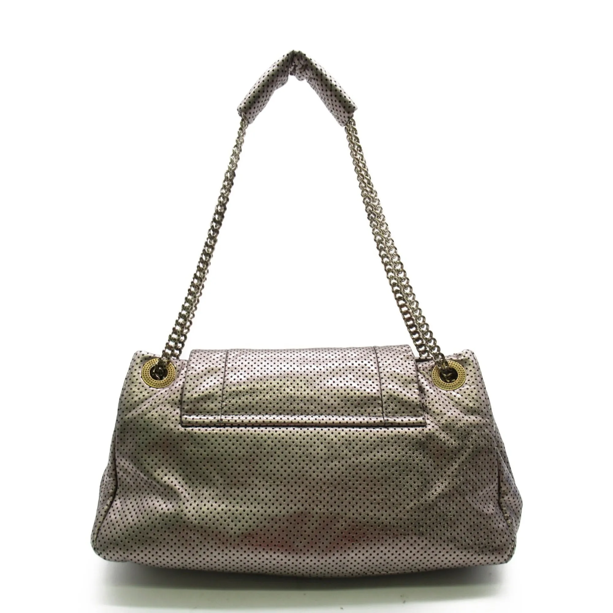 CHANEL 2.55 ChainShoulder Bag Silver metallic leather