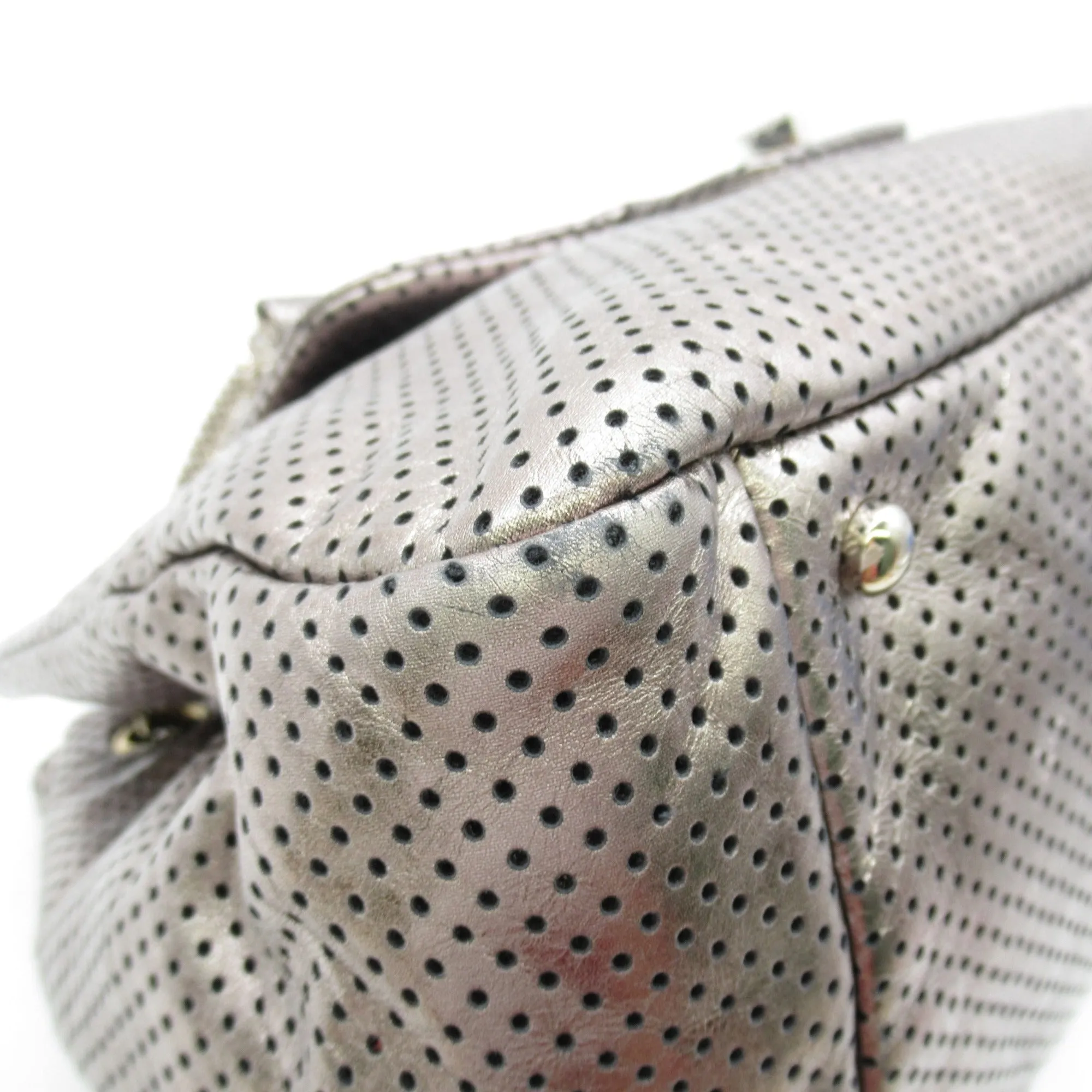 CHANEL 2.55 ChainShoulder Bag Silver metallic leather
