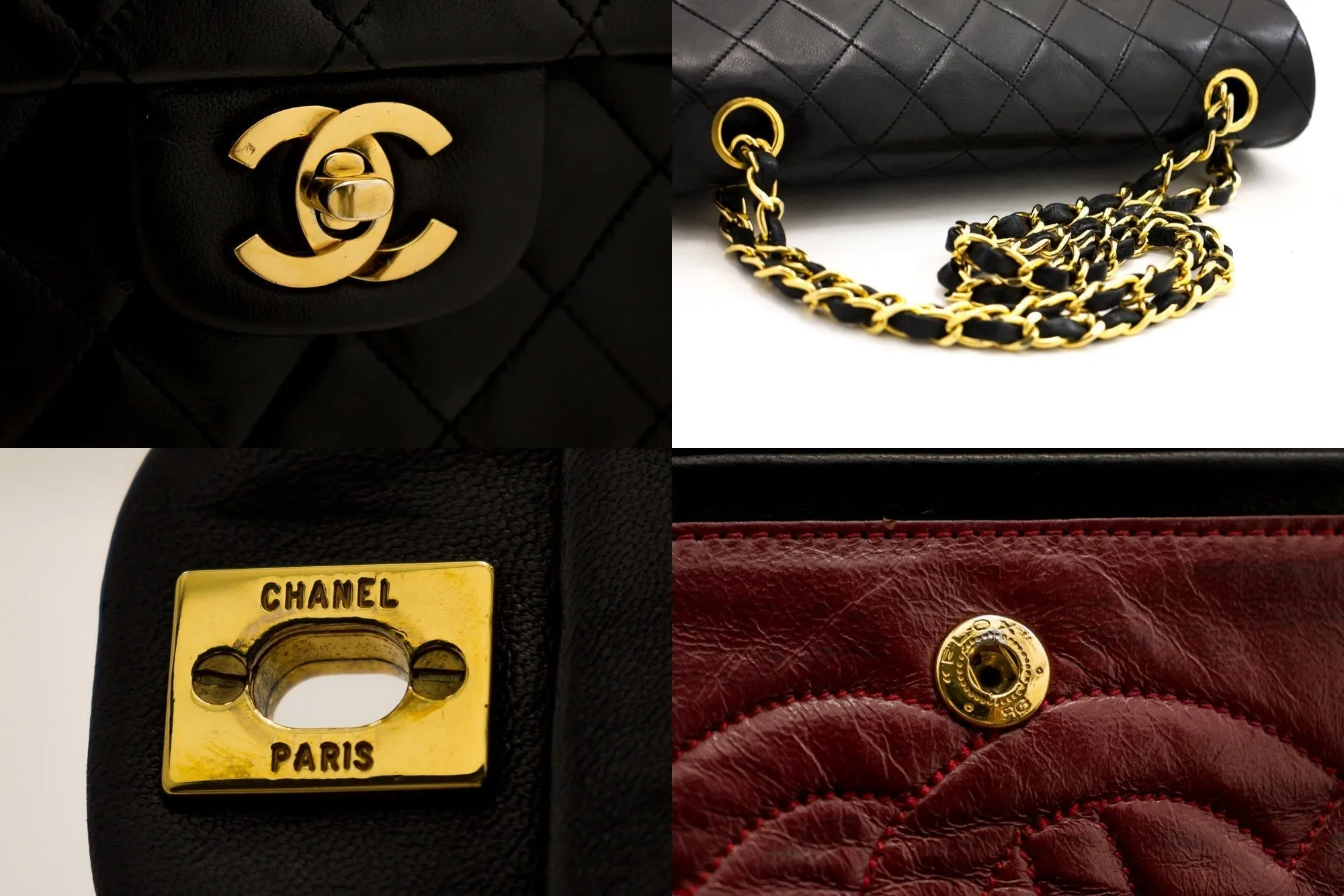 CHANEL 2.55 Double Flap Small Chain Shoulder Bag Black Lambskin h21