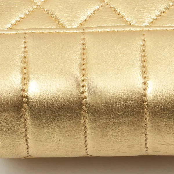 Chanel Around 1990 Made Design Stitchturn-Lock Shoulder Bag Gold