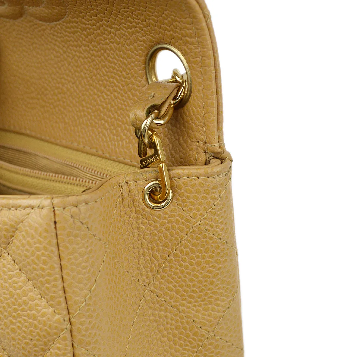 Chanel Beige Caviar Mini Classic Square Flap Shoulder Bag 17