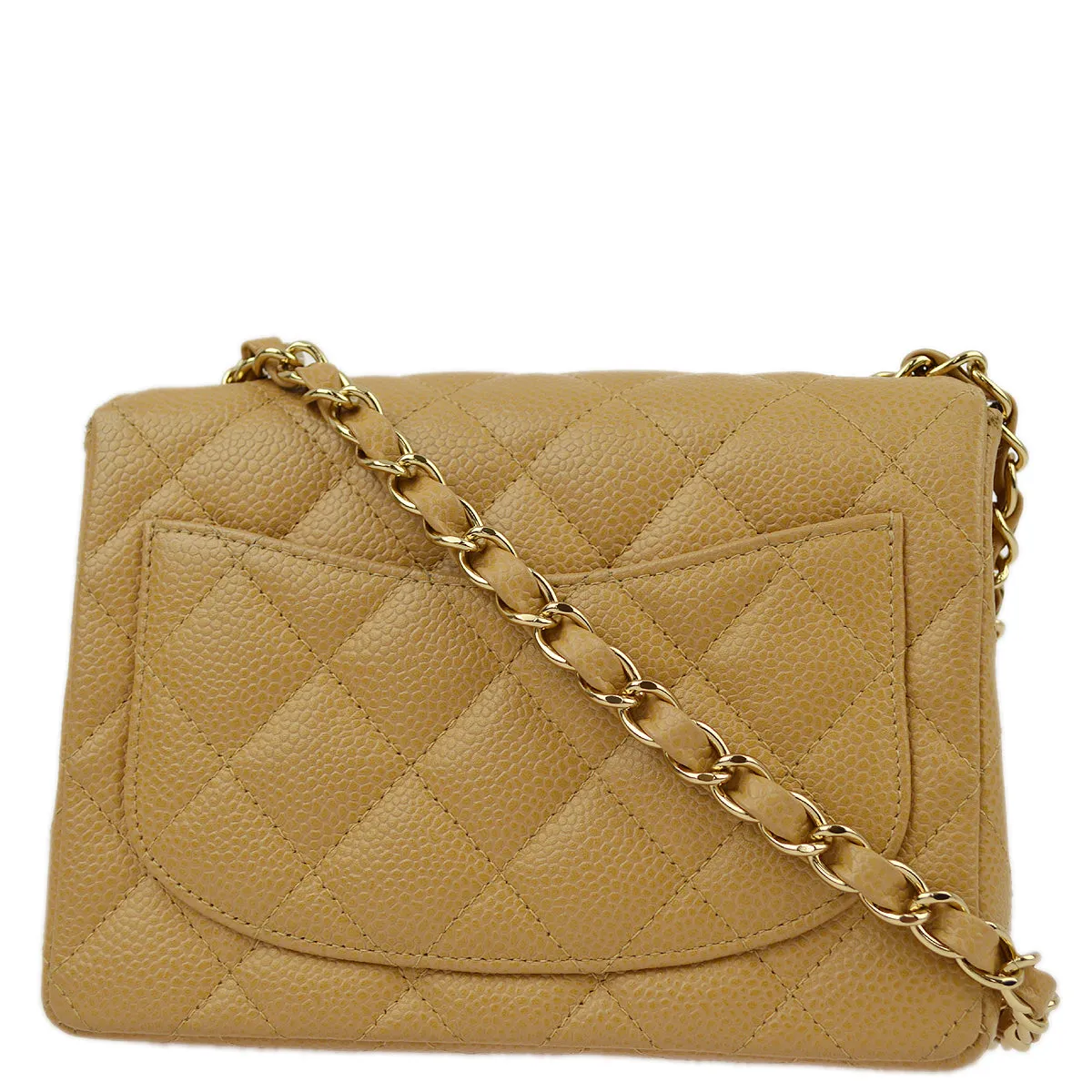 Chanel Beige Caviar Mini Classic Square Flap Shoulder Bag 17