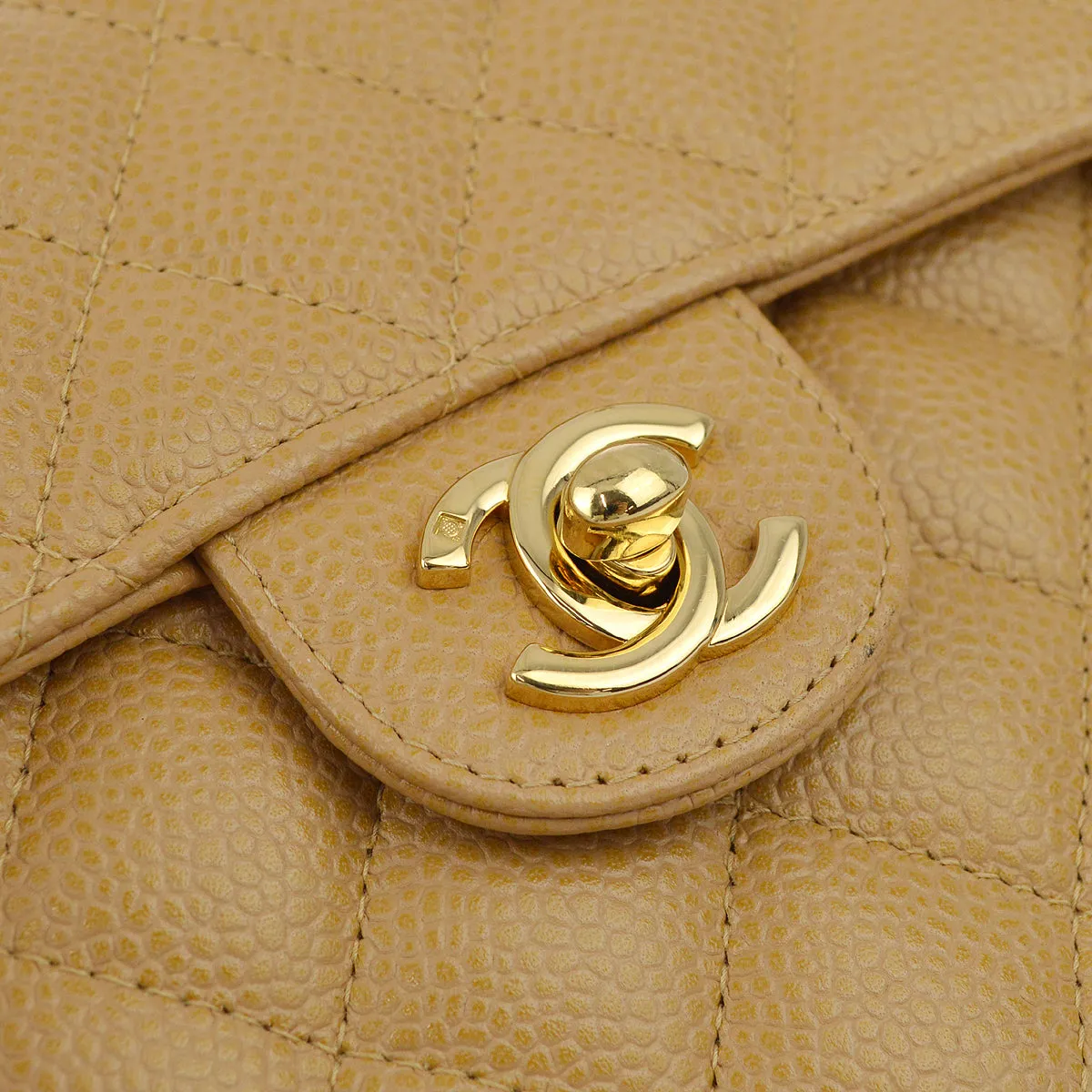Chanel Beige Caviar Mini Classic Square Flap Shoulder Bag 17