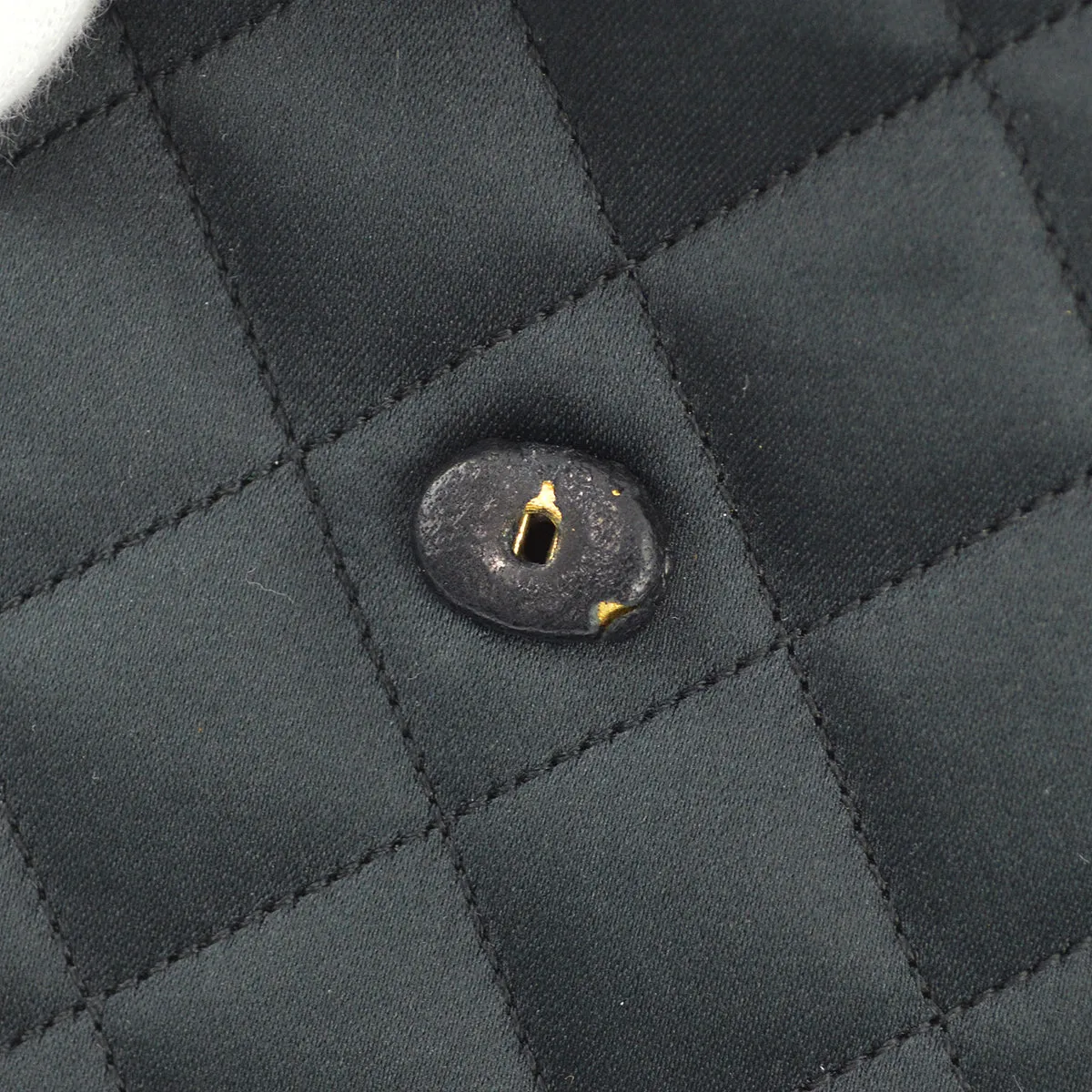 Chanel Black Satin Rhinestone Chain Shoulder Bag